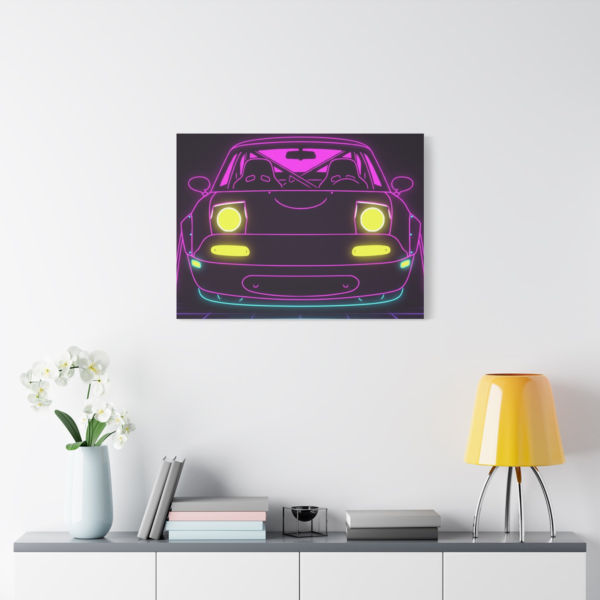 Mazda Miata NA (1989-97) Neon Synthwave Canvas Wall Art