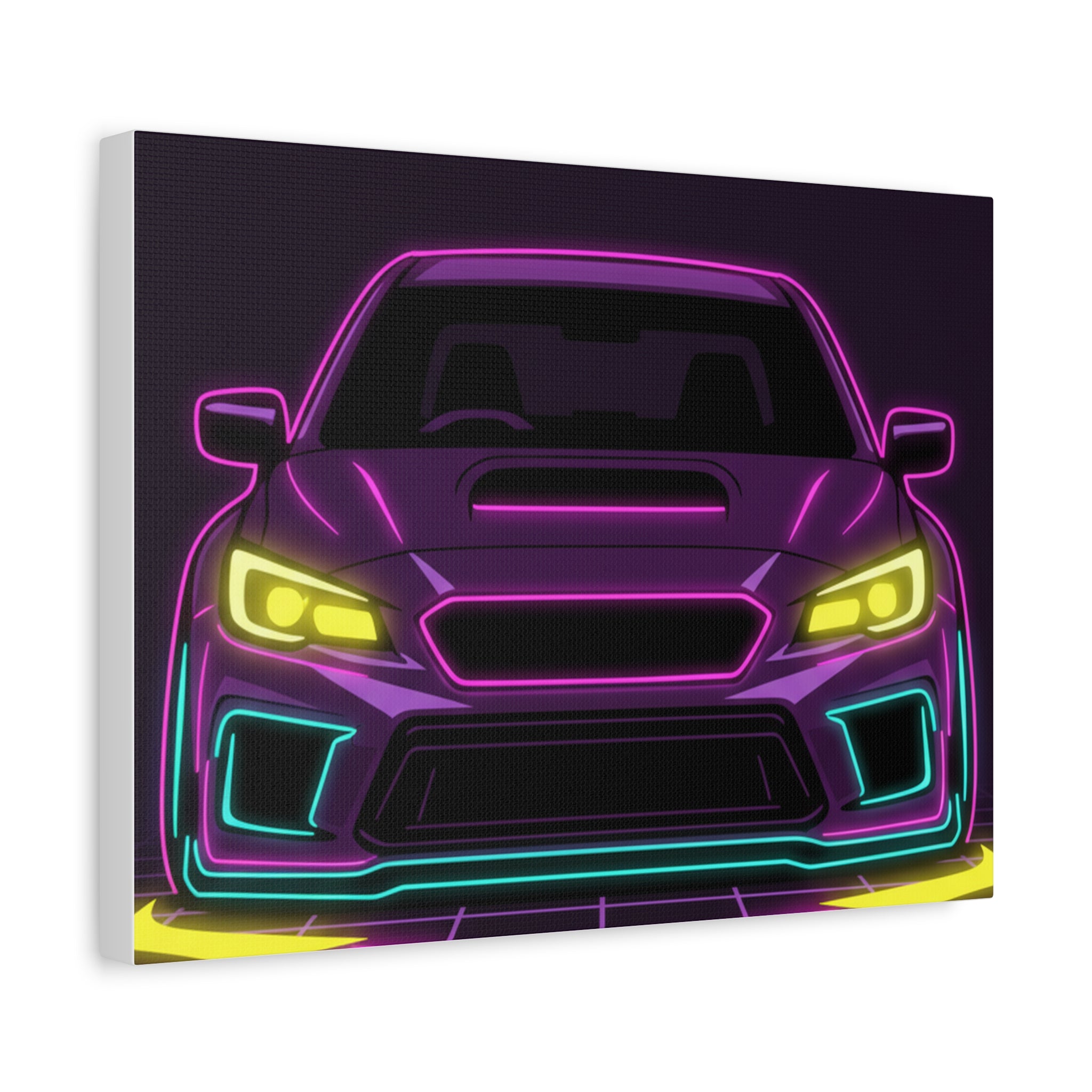 Subaru WRX STI Neon Synthwave Canvas Wall Art