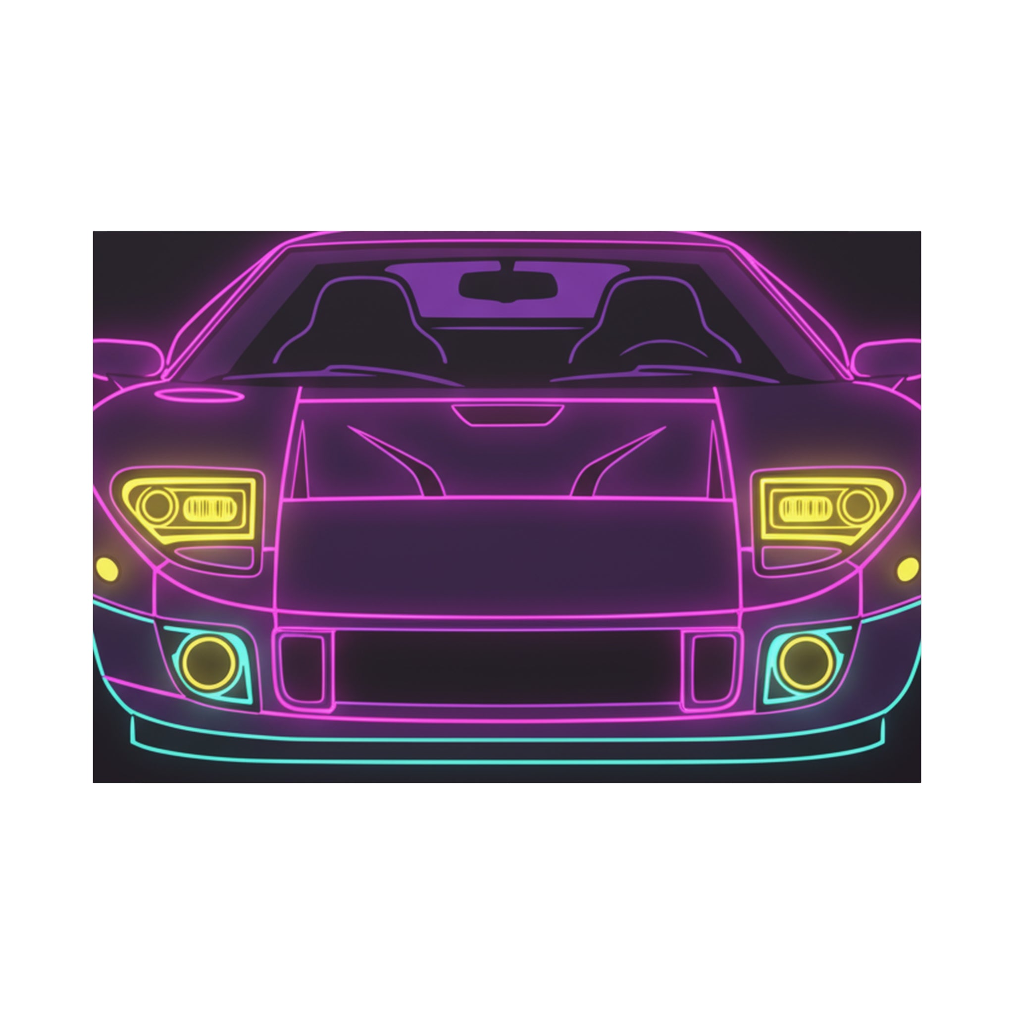 Ford GT40 (1964-69) Neon Synthwave Canvas Wall Art