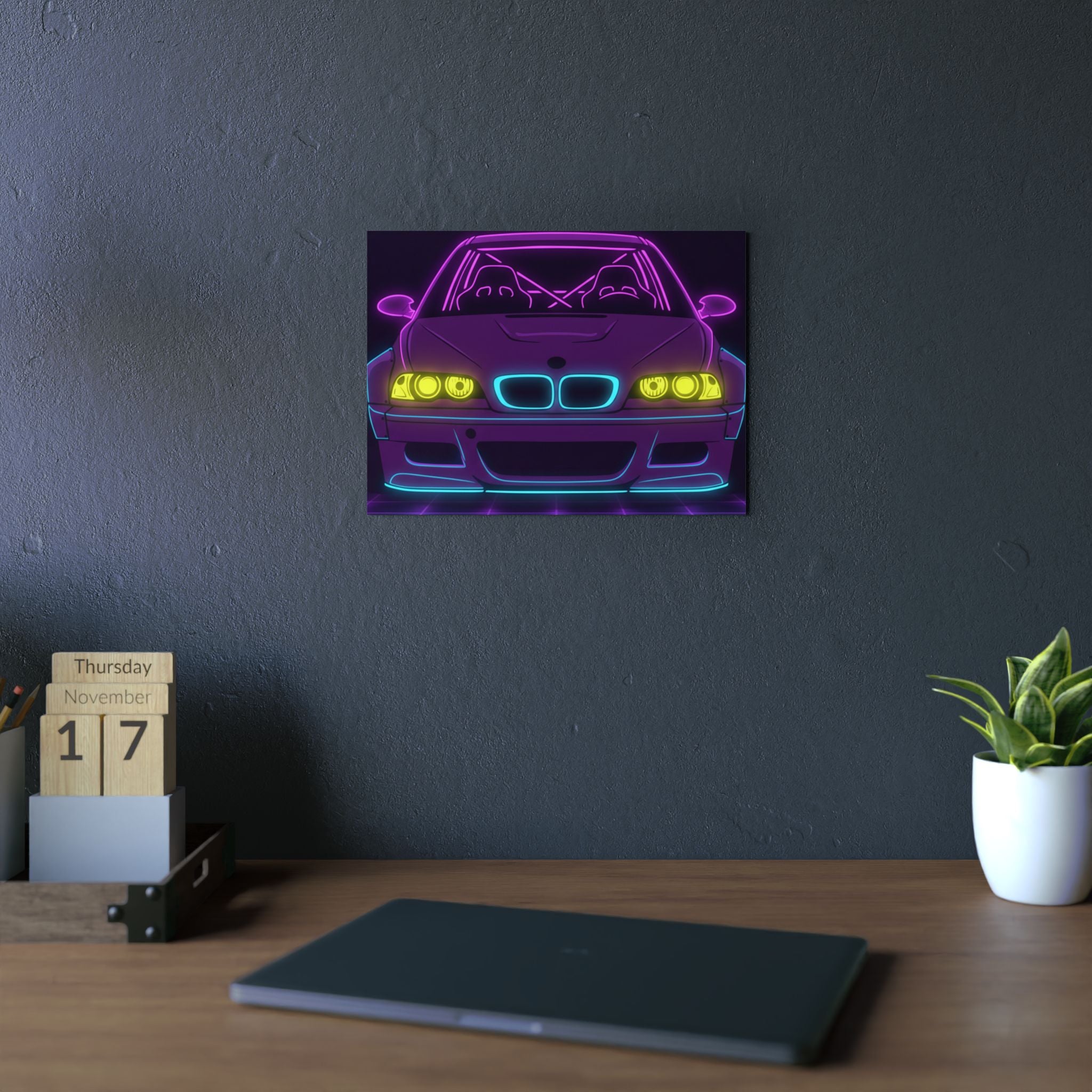 BMW E46 M3 (2000-06) Neon Synthwave Metal Wall Sign