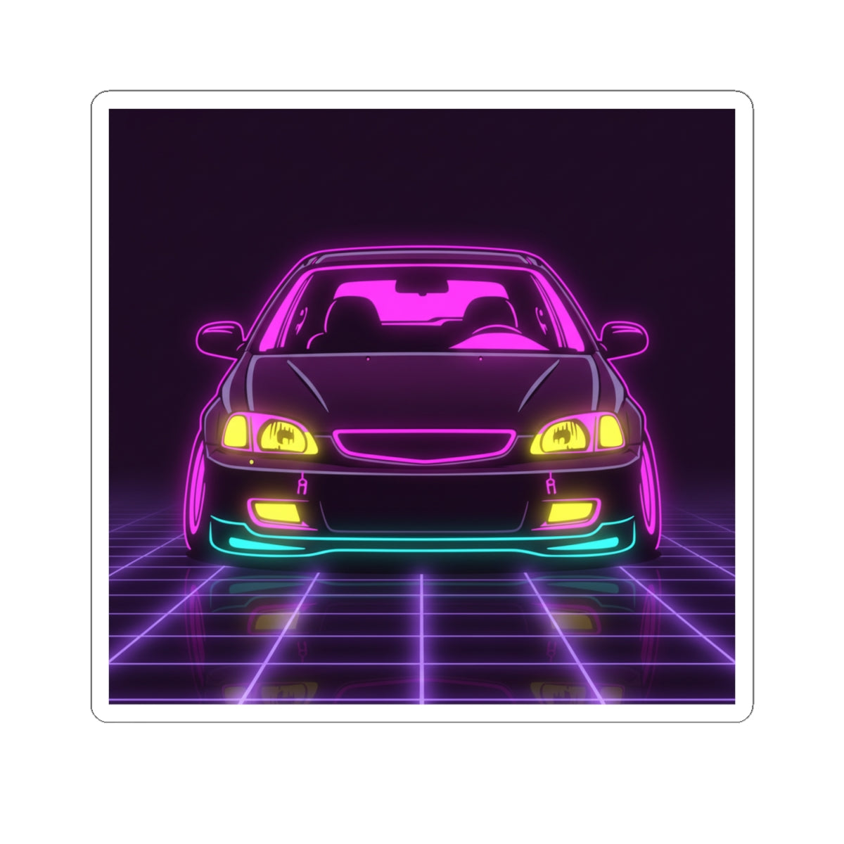 Honda Civic EK Hatch Neon Synthwave Sticker