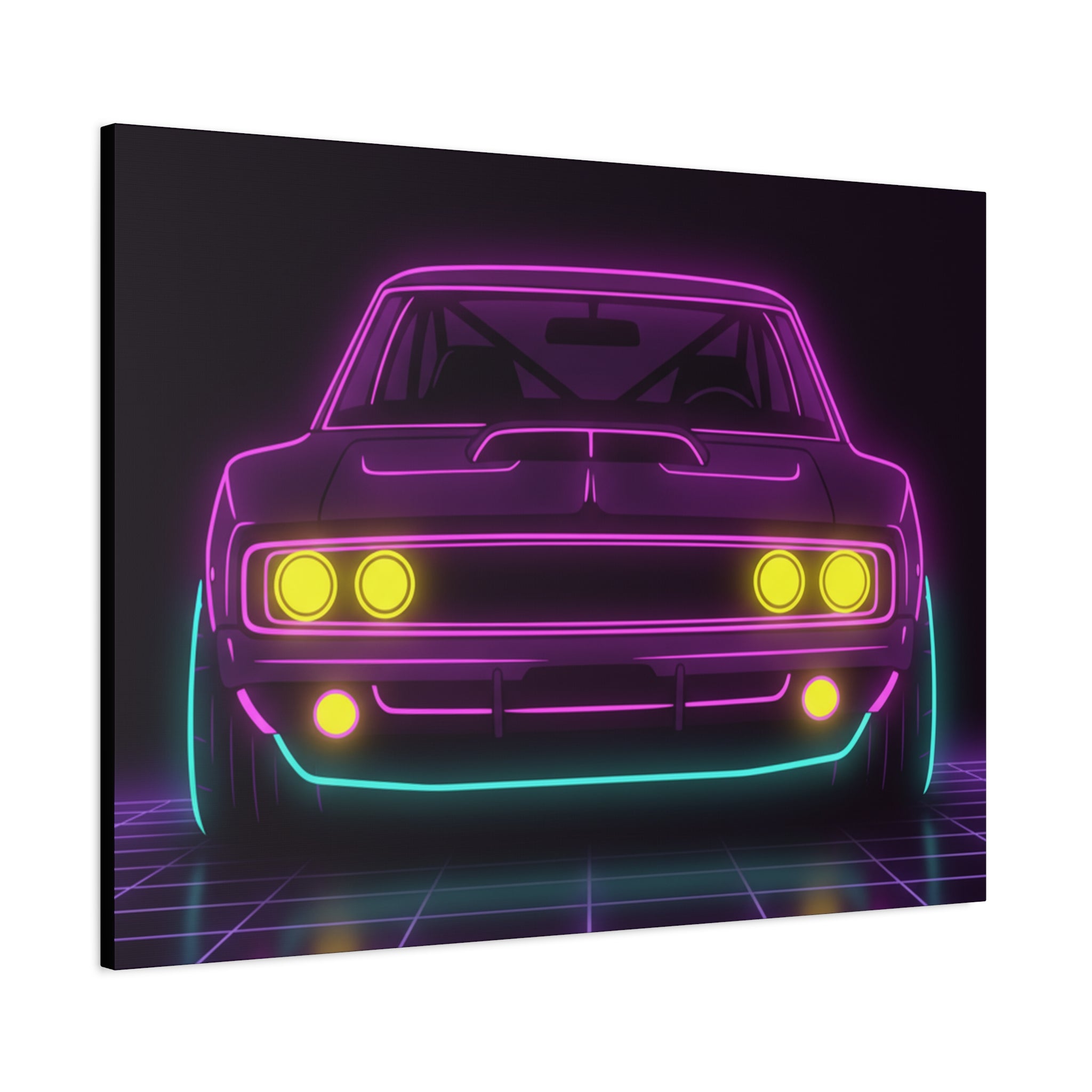 Dodge Charger R/T (1968-70) Neon Synthwave Canvas Wall Art