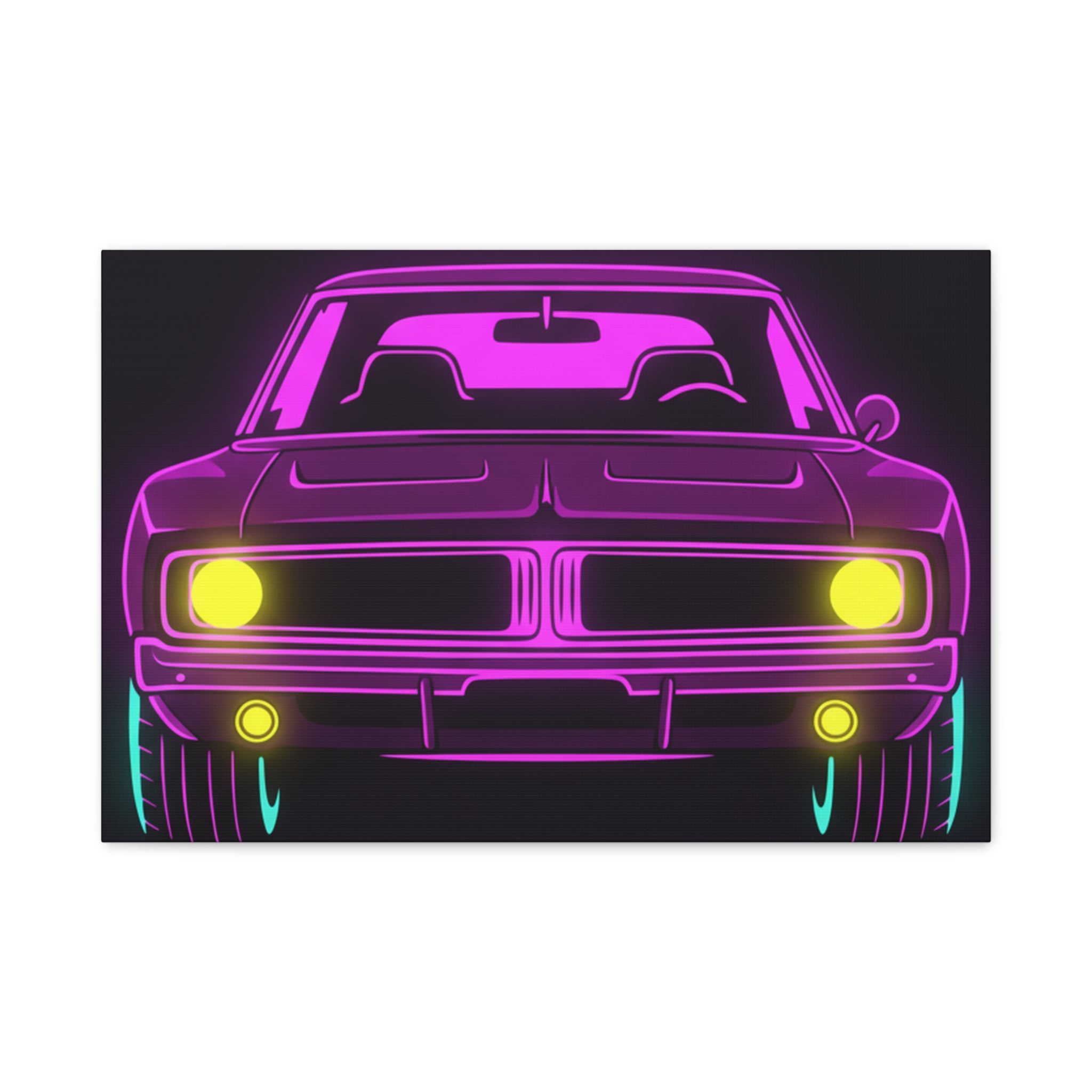 Dodge Charger R/T (1968-70) Resto-Mod Neon Synthwave Canvas Wall Art