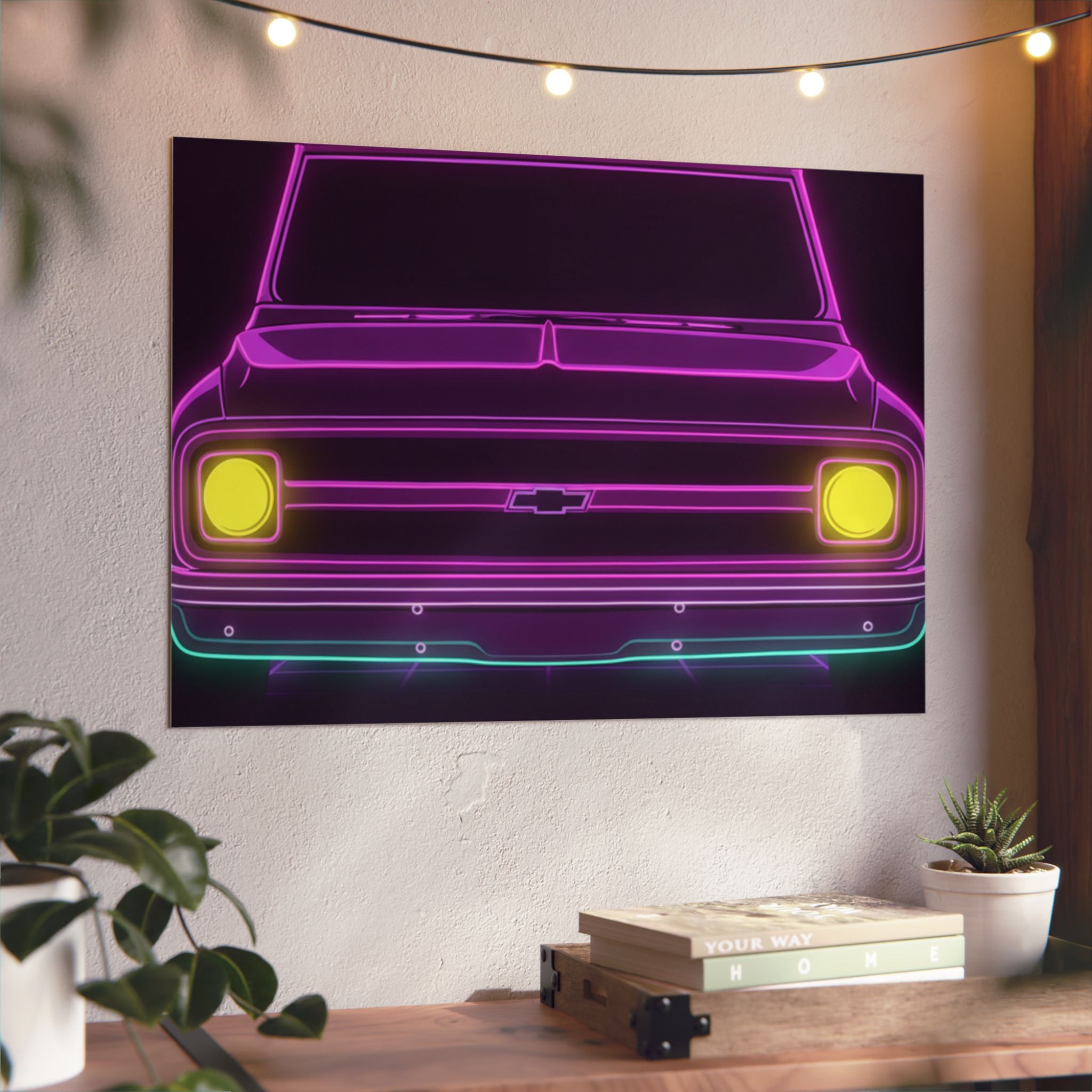 Chevy C10 Pickup (1967-72) Pro-Touring Neon Synthwave Metal Wall Sign