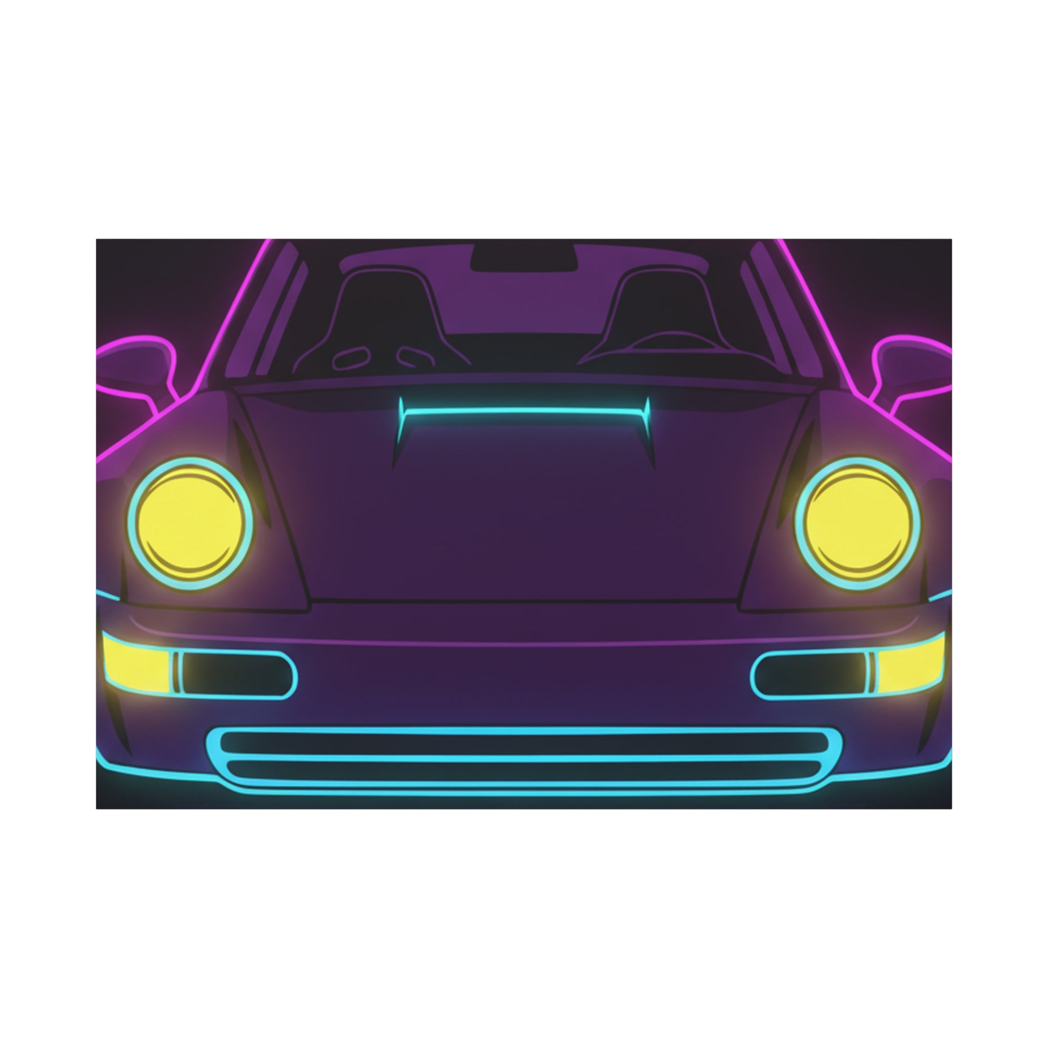 Porsche 964 Singer Neon Synthwave Canvas Wall Art