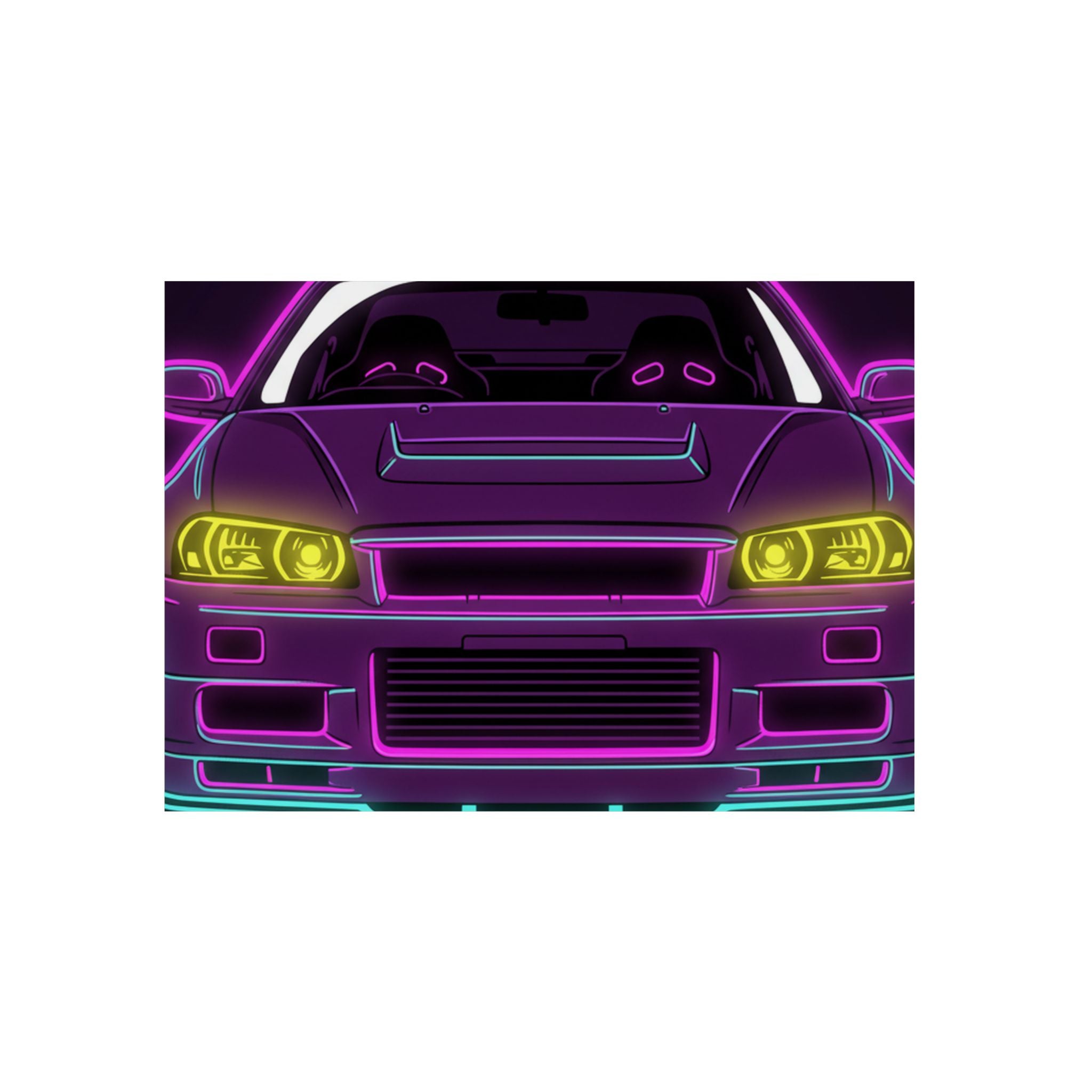 Nissan GT-R Neon Synthwave Metal Wall Sign