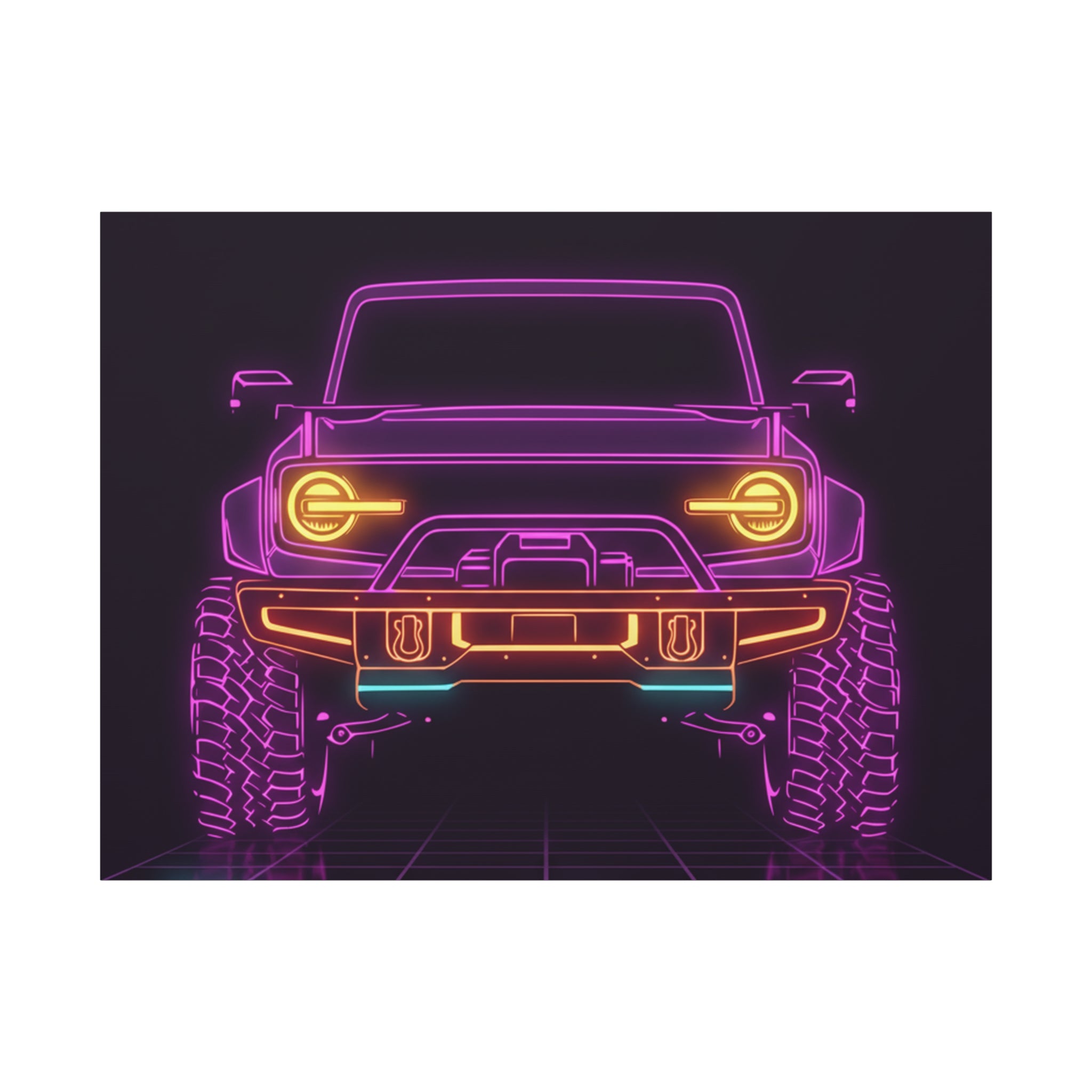 Ford Bronco (2021+) Neon Synthwave Canvas Wall Art