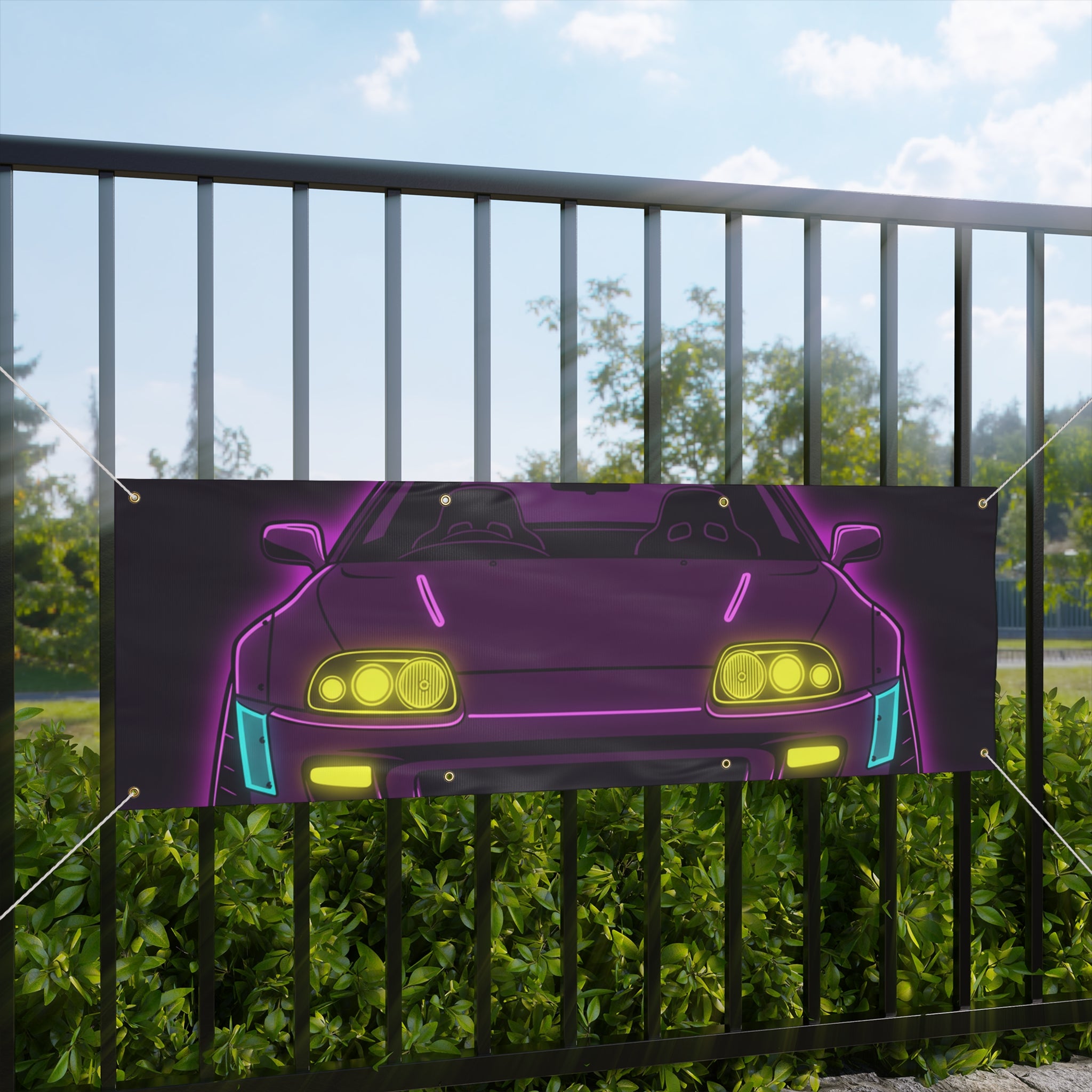 Toyota Supra MK4 Neon Synthwave Banner