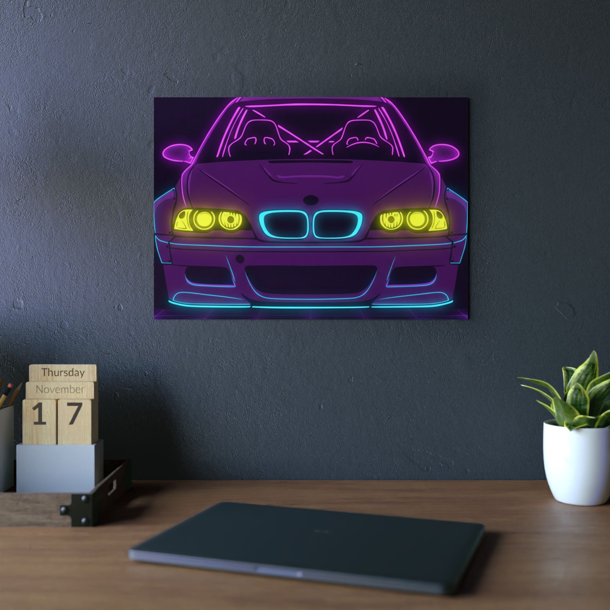 BMW E46 M3 (2000-06) Neon Synthwave Metal Wall Sign