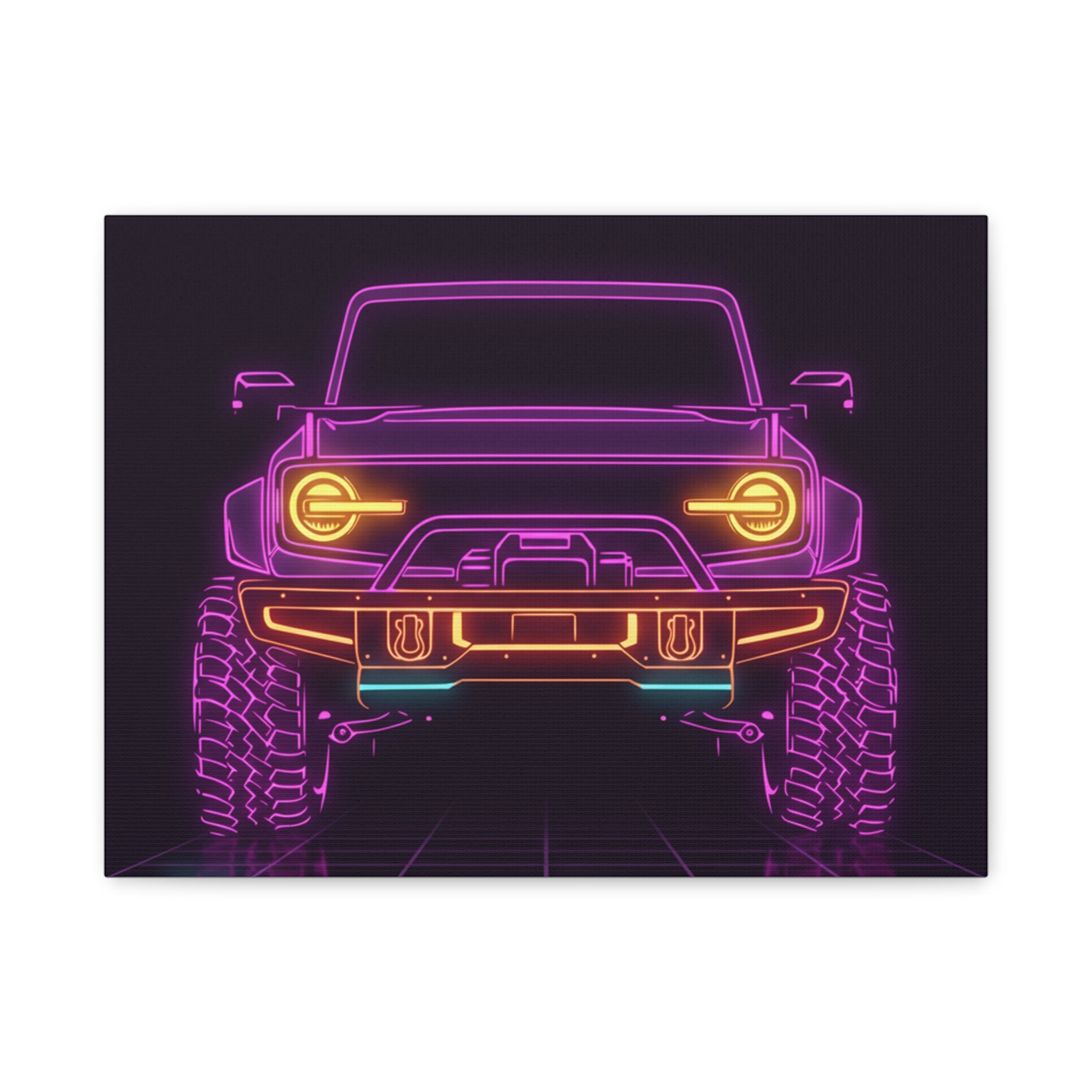 Ford Bronco (2021+) Neon Synthwave Canvas Wall Art