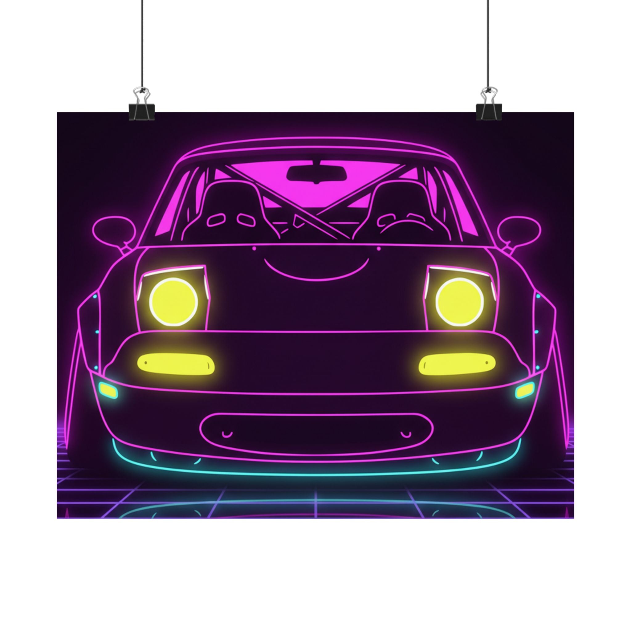 Mazda Miata NA (1989-97) Neon Synthwave Poster