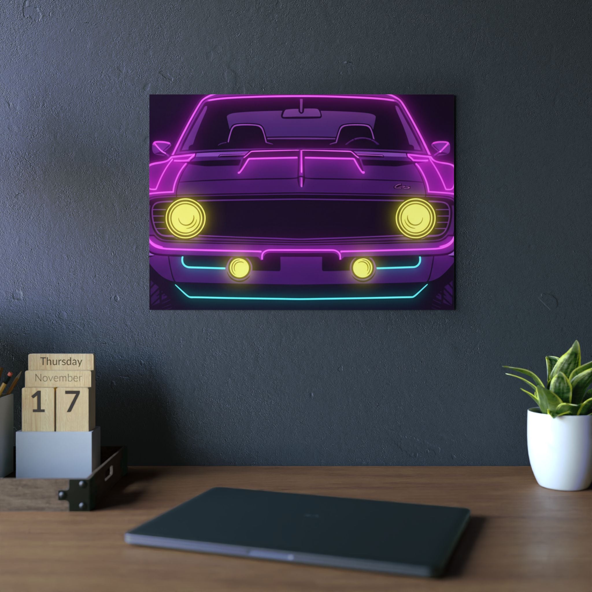 1969 Chevrolet Camaro SS Neon Synthwave Metal Wall Sign