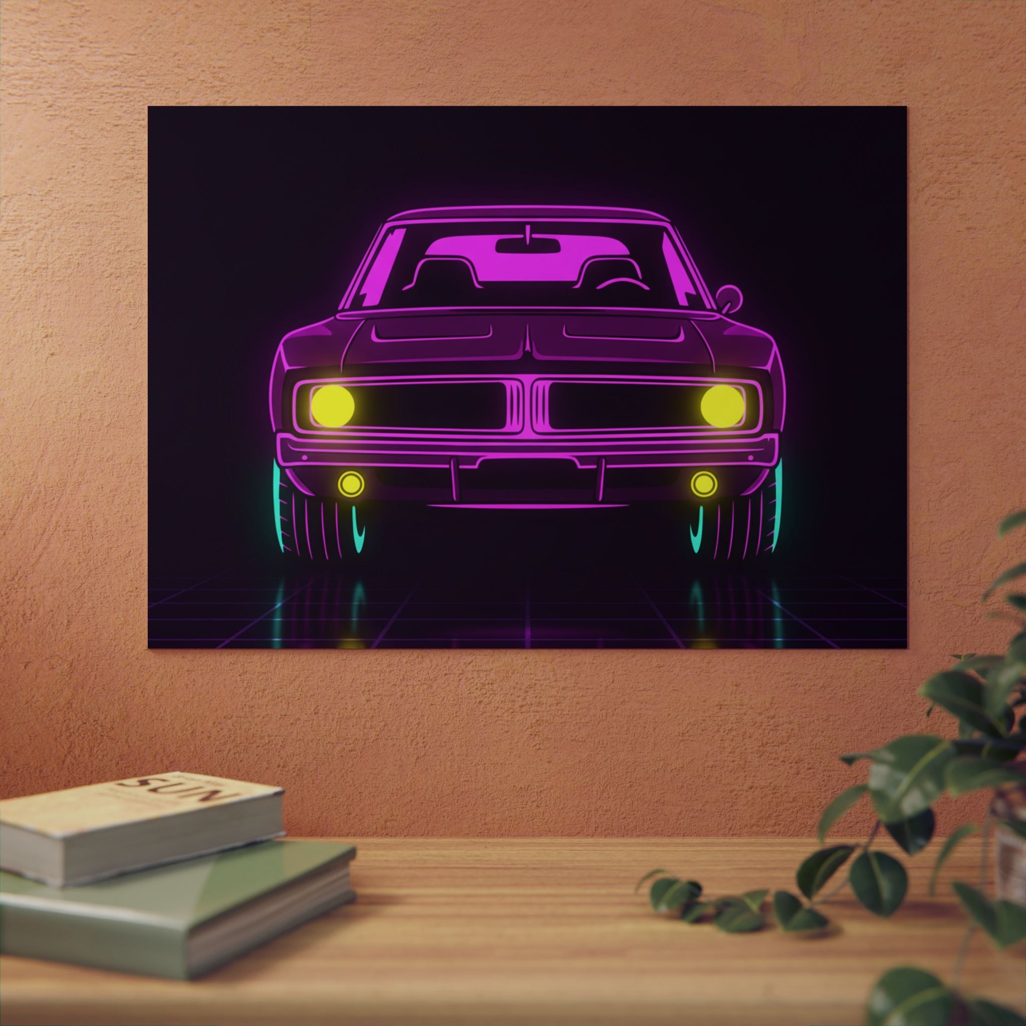 Dodge Charger R/T (1968-70) Resto-Mod Neon Synthwave Metal Wall Sign