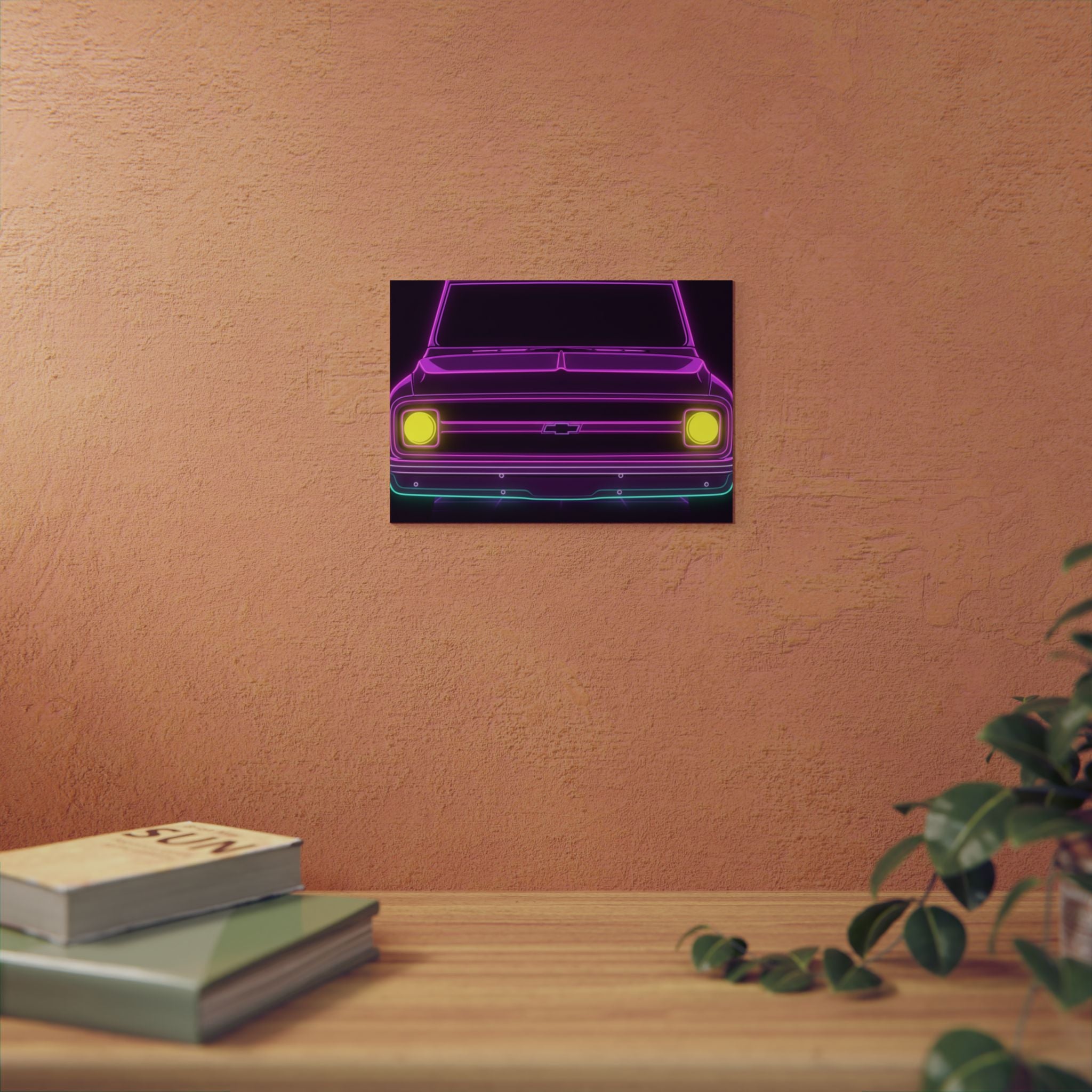 Chevy C10 Pickup (1967-72) Pro-Touring Neon Synthwave Metal Wall Sign