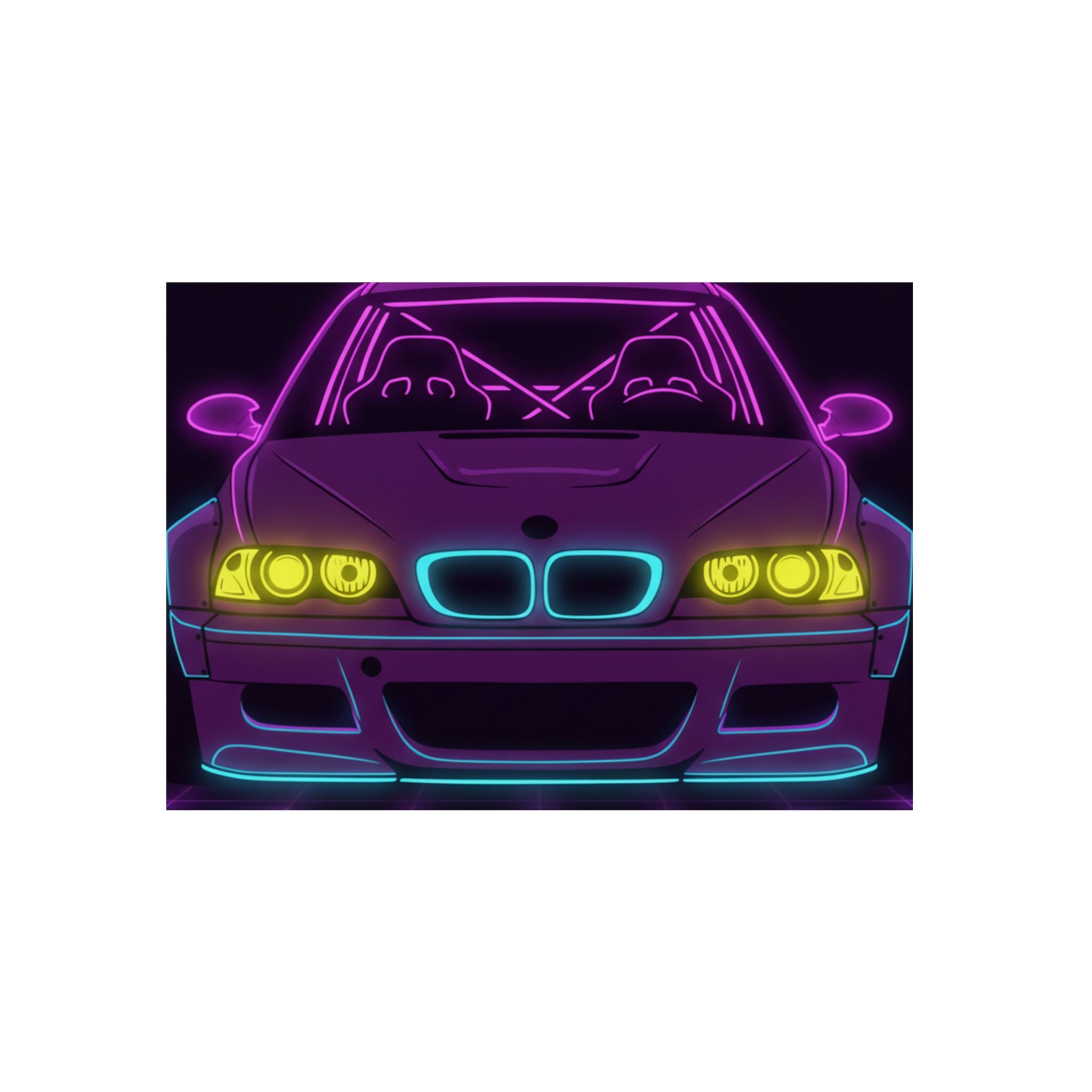 BMW E46 M3 (2000-06) Neon Synthwave Metal Wall Sign