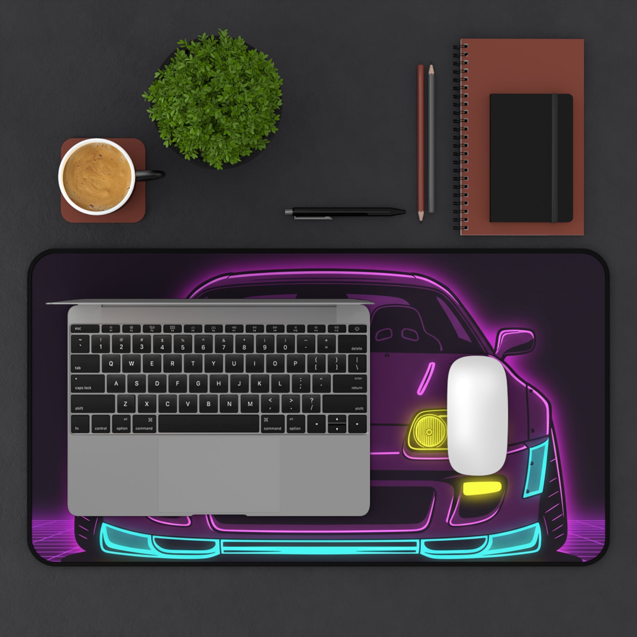 Toyota Supra MK4 Neon Synthwave Desk Mat