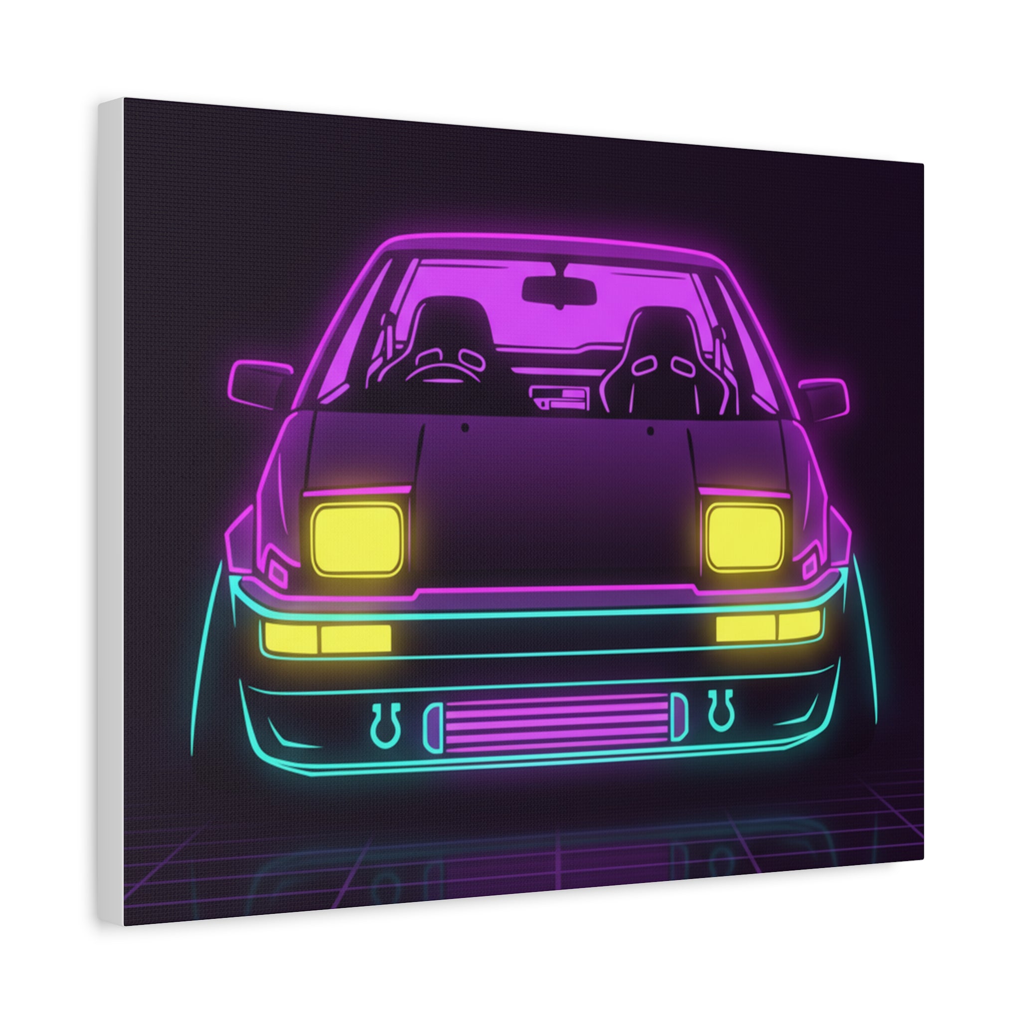 Toyota AE86 (1983-87) Neon Synthwave Canvas Wall Art