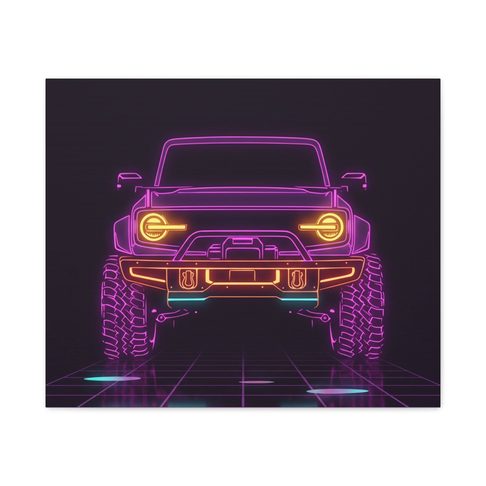 Ford Bronco (2021+) Neon Synthwave Canvas Wall Art