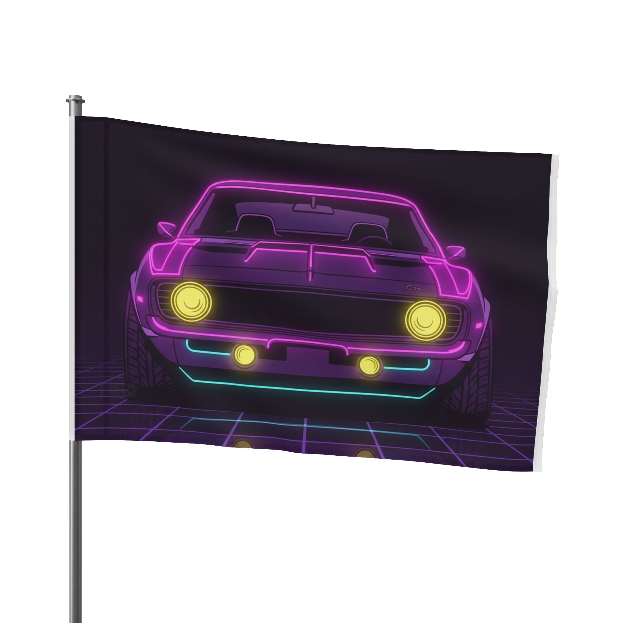 1969 Chevrolet Camaro SS Neon Synthwave Garage Flag