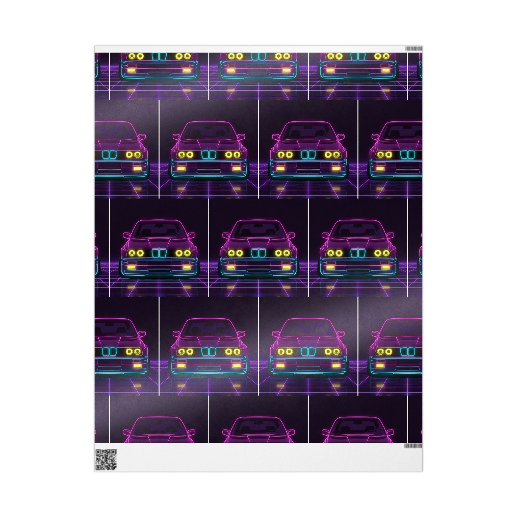 BMW E30 Neon Synthwave Gift Wrapping Paper