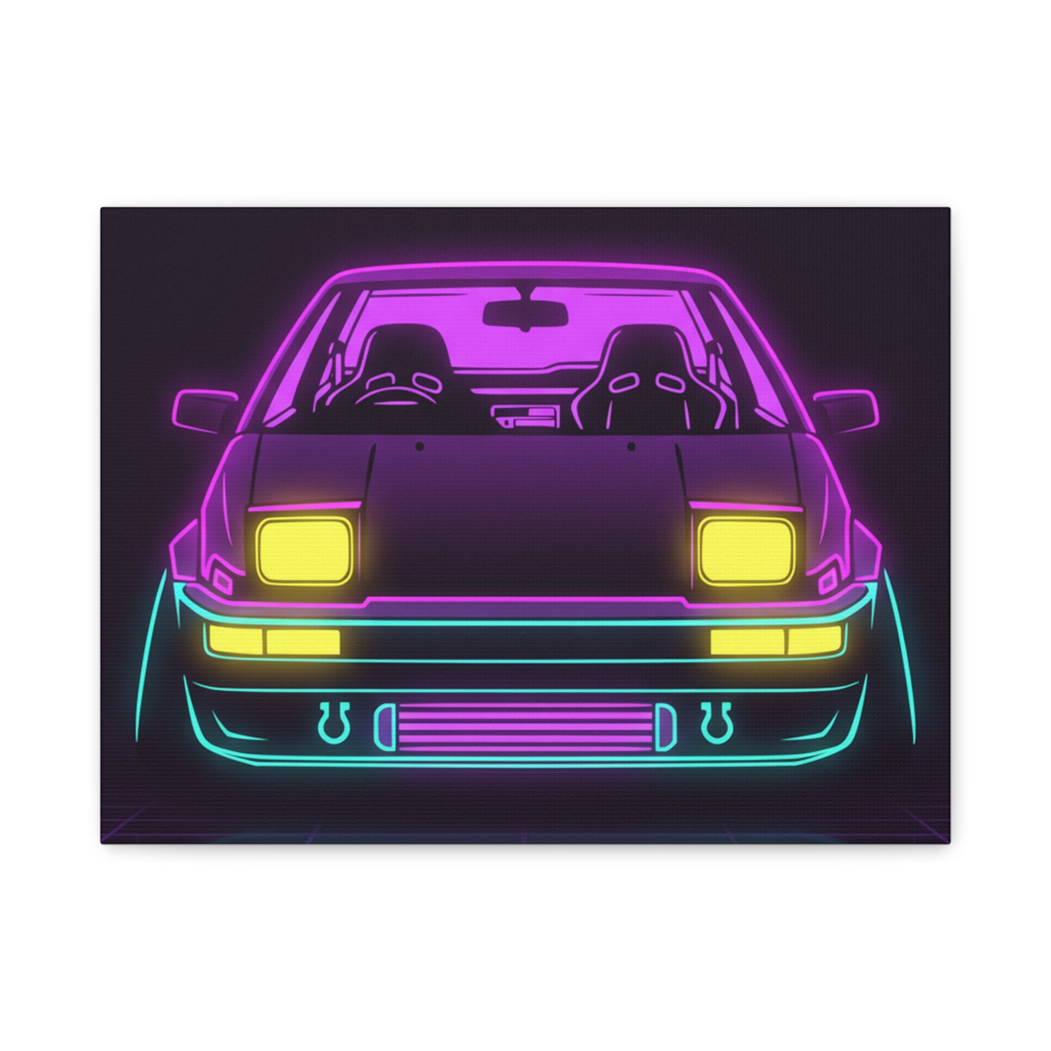 Toyota AE86 (1983-87) Neon Synthwave Canvas Wall Art