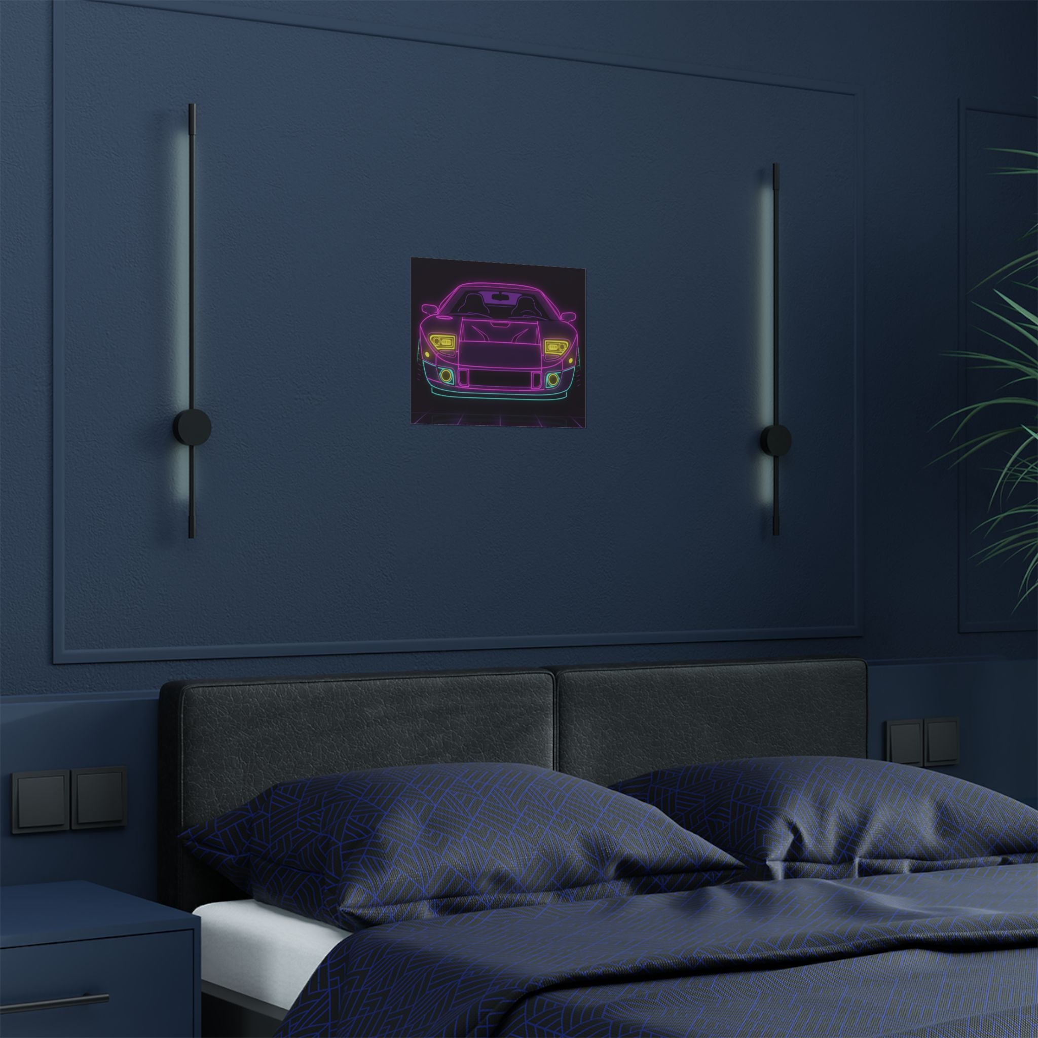 Ford GT40 (1964-69) Neon Synthwave Poster