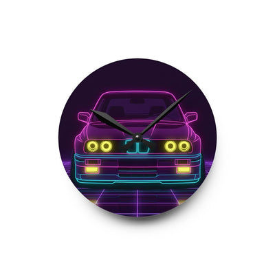 BMW E30 Neon Synthwave Wall Clock