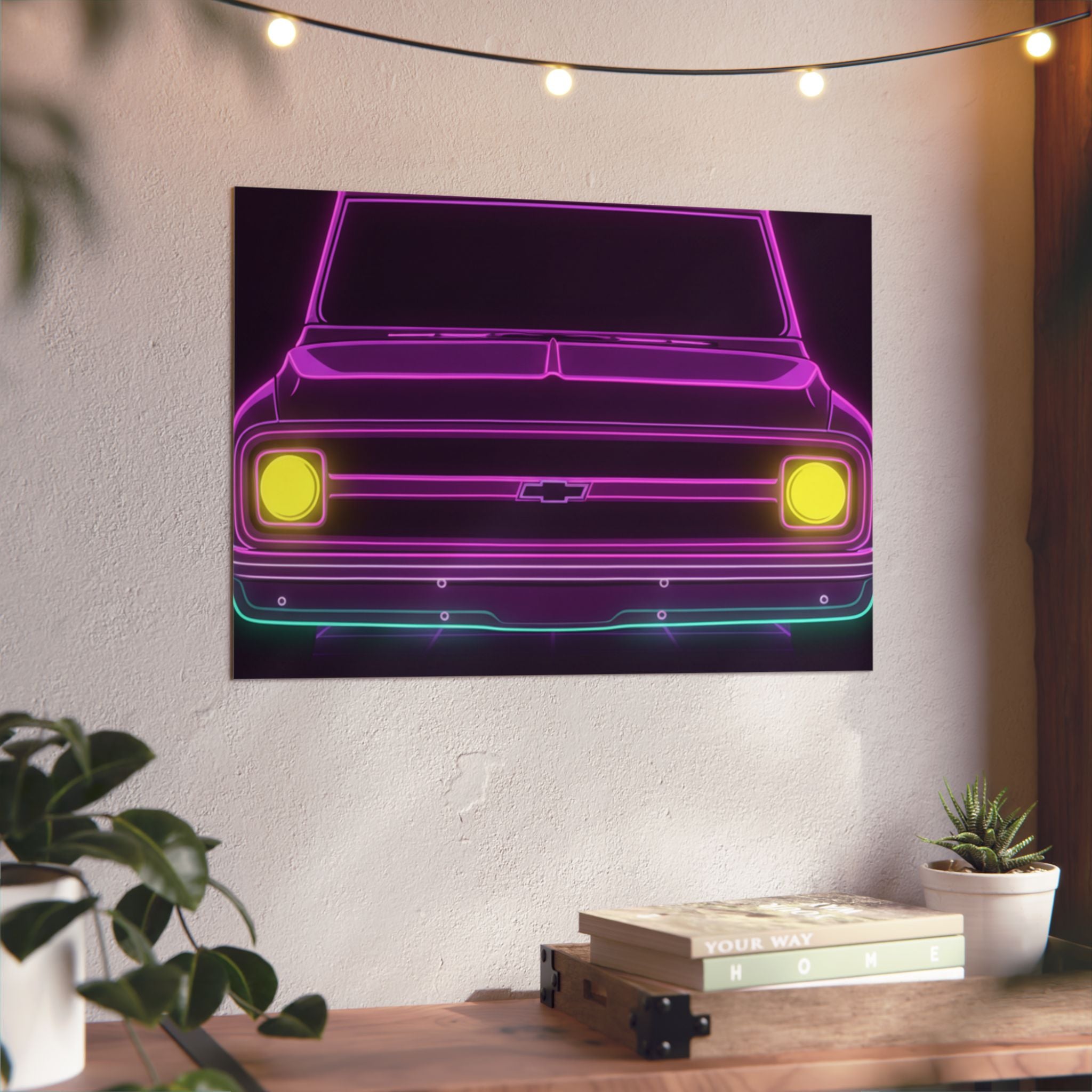 Chevy C10 Pickup (1967-72) Pro-Touring Neon Synthwave Metal Wall Sign