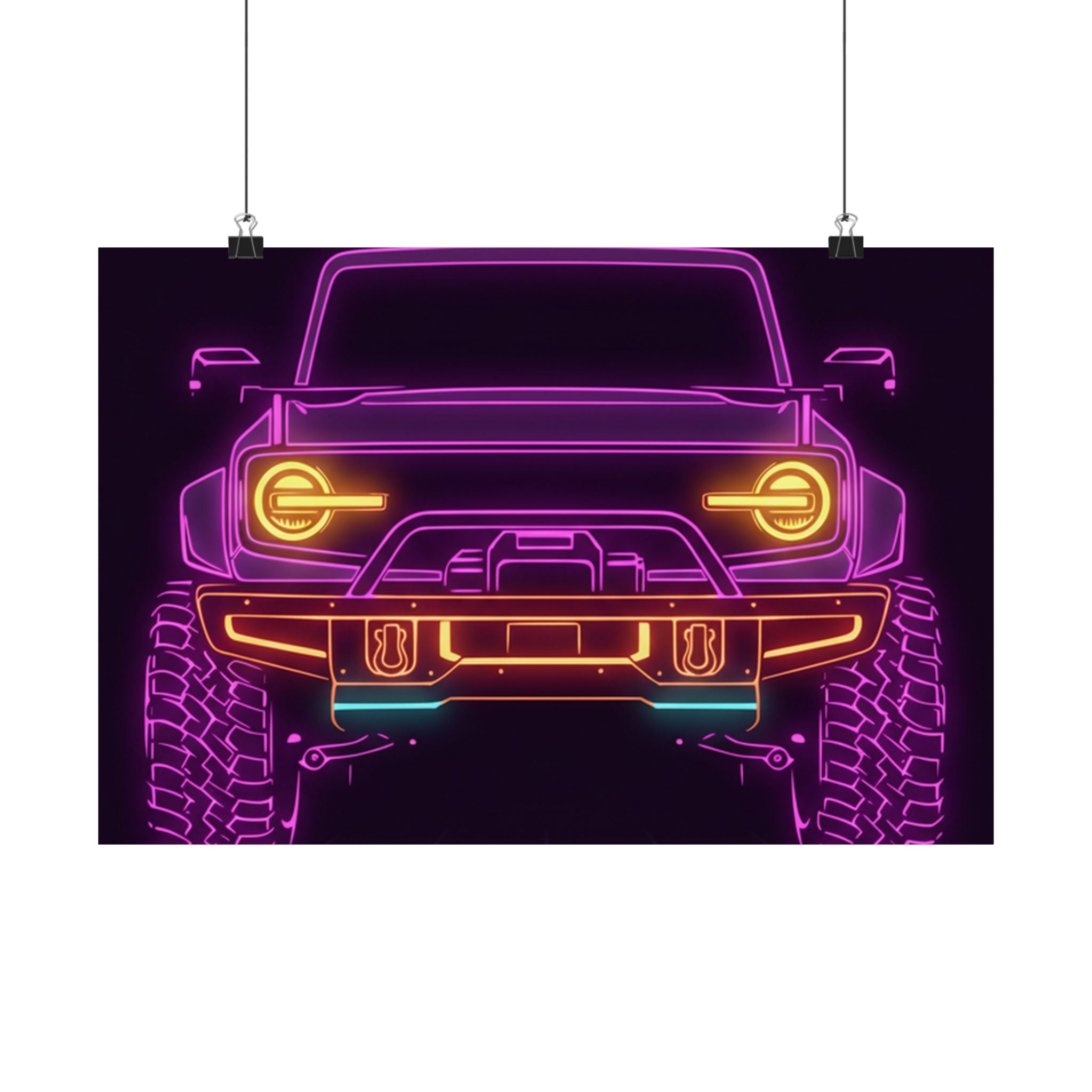 Ford Bronco (2021+) Neon Synthwave Poster