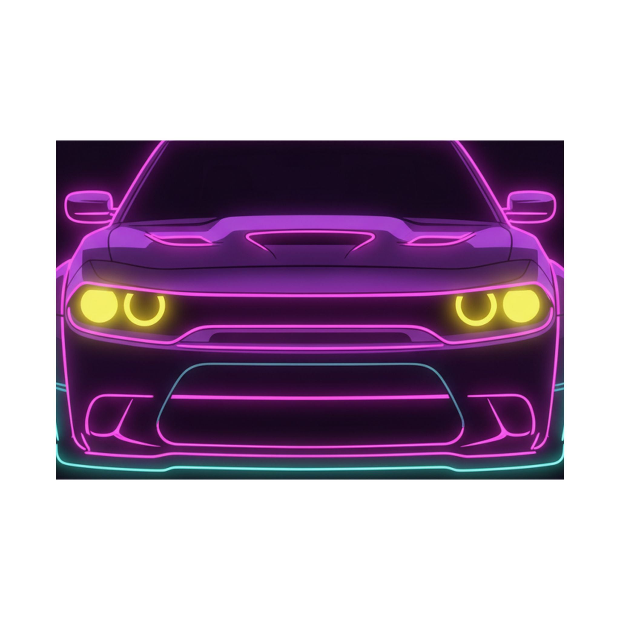 Dodge Challenger SRT Hellcat Neon Synthwave Poster