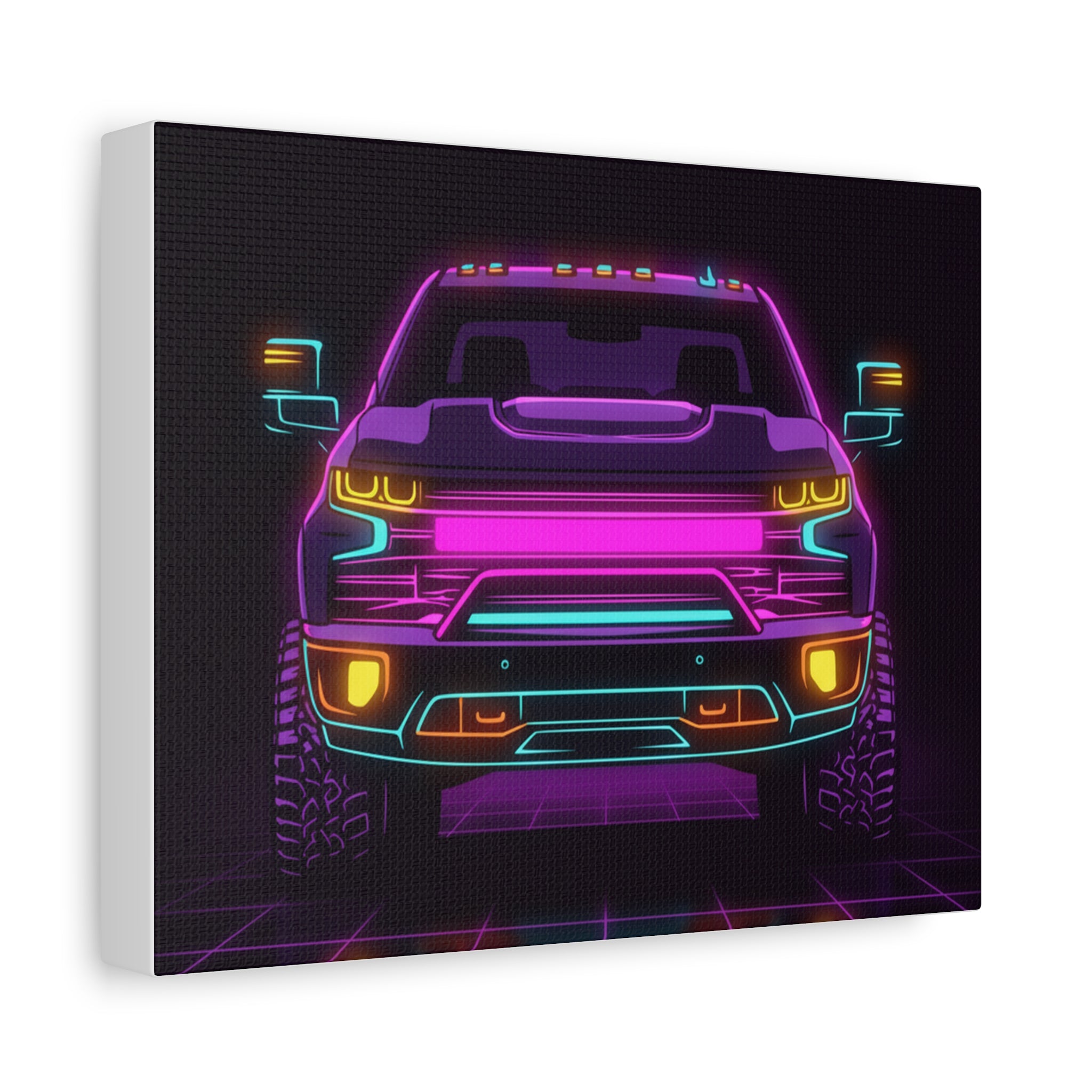 Chevy Silverado Trail Boss (2019+) Neon Synthwave Canvas Wall Art