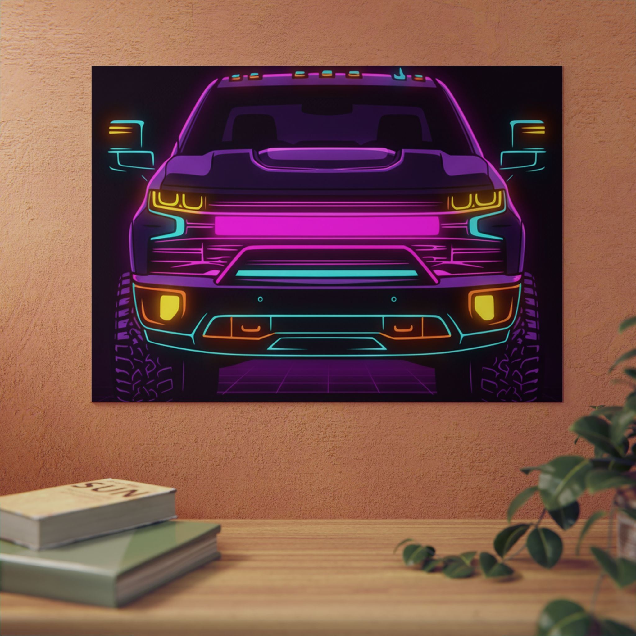 Chevy Silverado Trail Boss (2019+) Neon Synthwave Metal Wall Sign