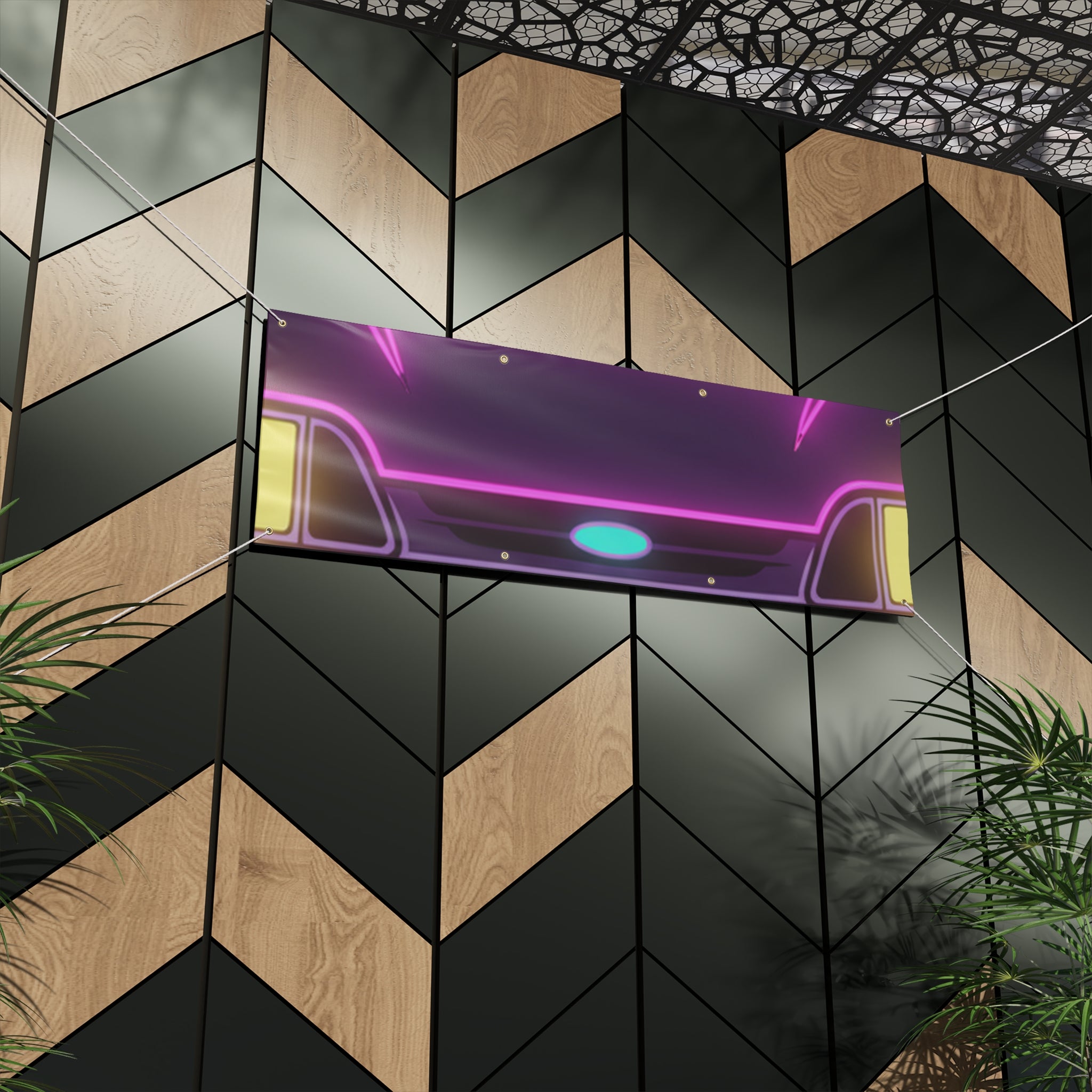 Ford Mustang Fox Body GT Neon Synthwave Banner