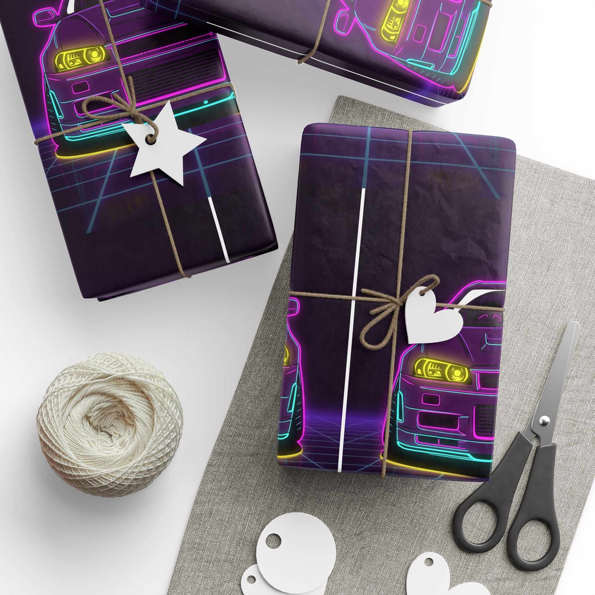 Nissan GT-R Neon Synthwave Gift Wrapping Paper