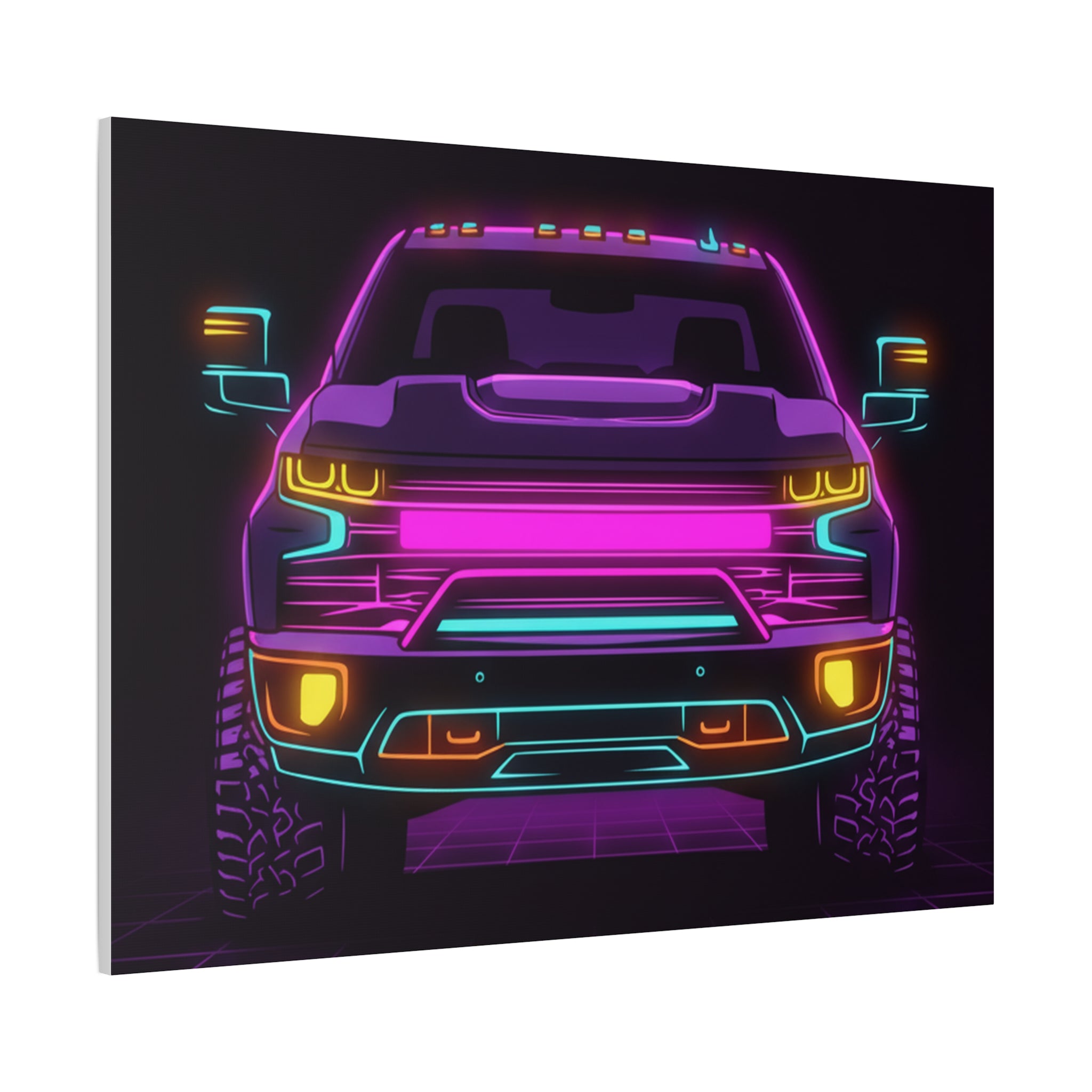 Chevy Silverado Trail Boss (2019+) Neon Synthwave Canvas Wall Art