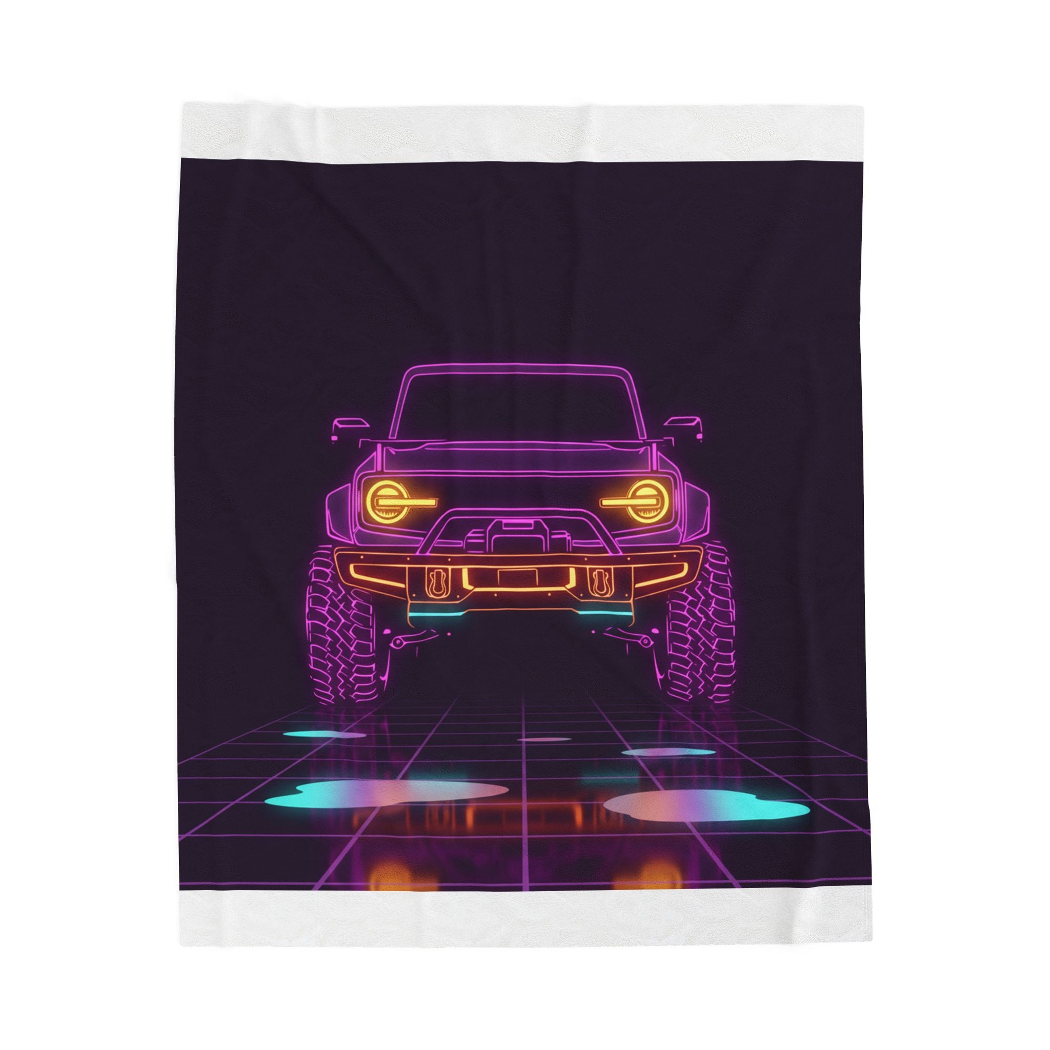 Ford Bronco (2021+) Neon Synthwave Velveteen Plush Blanket