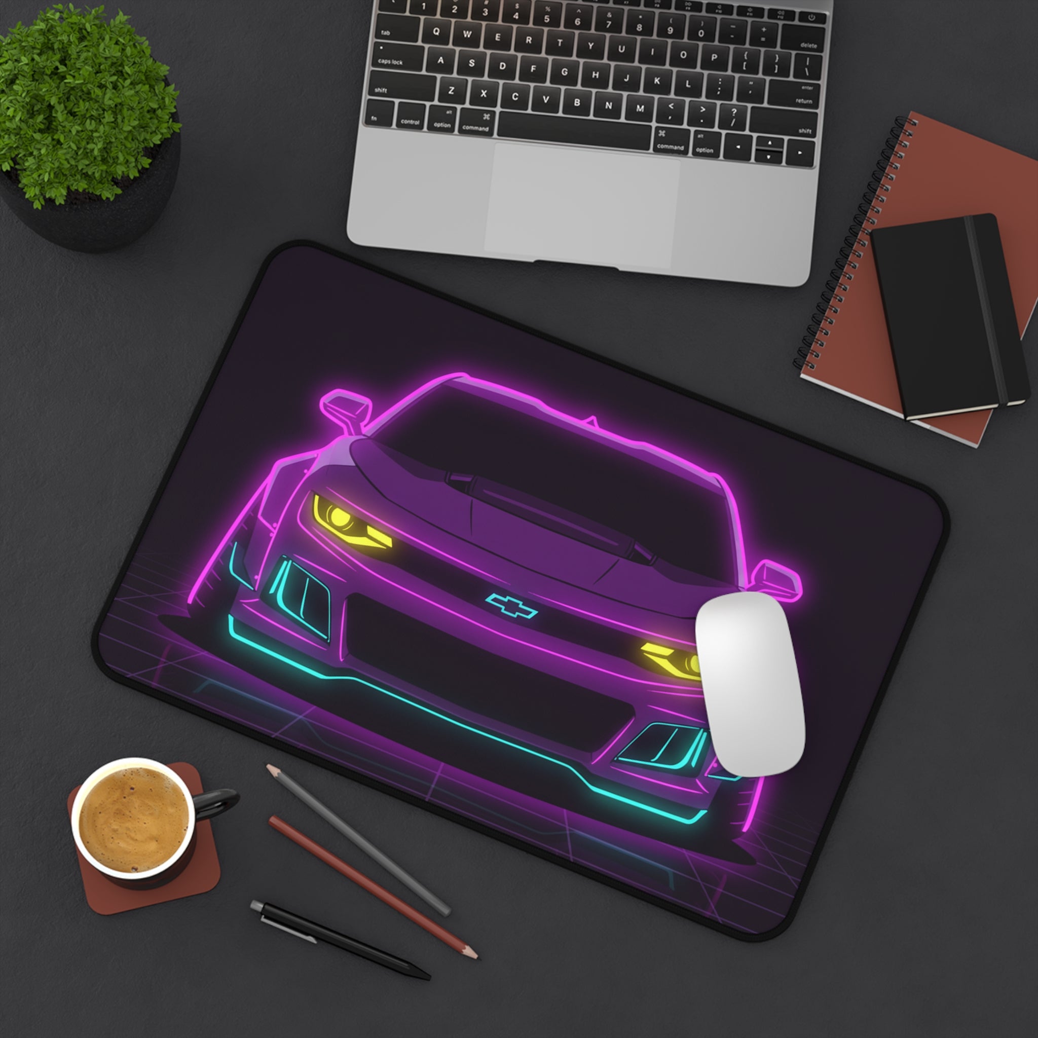 Chevrolet Camaro ZL1 Neon Synthwave Desk Mat
