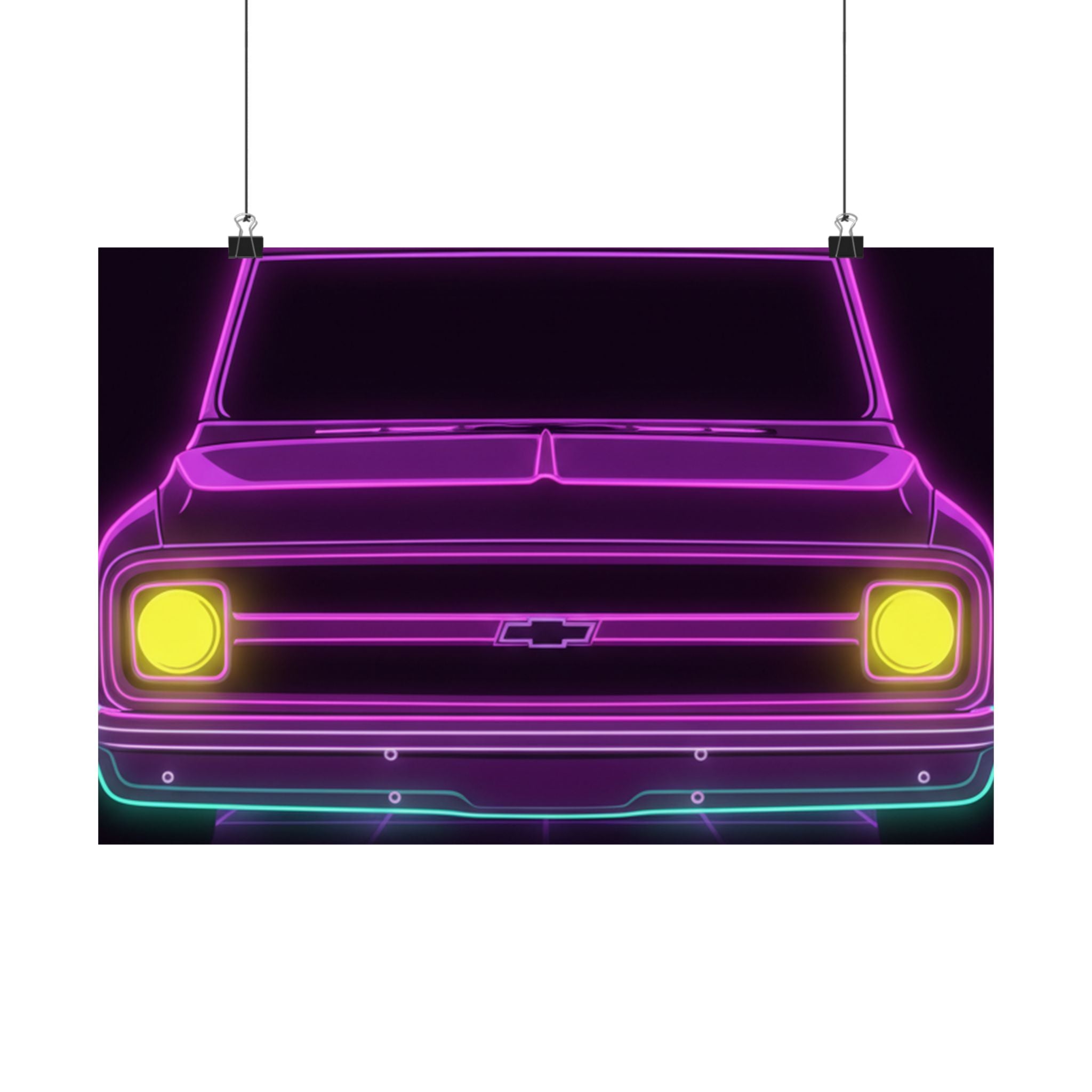 Chevy C10 Pickup (1967-72) Pro-Touring Neon Synthwave Poster
