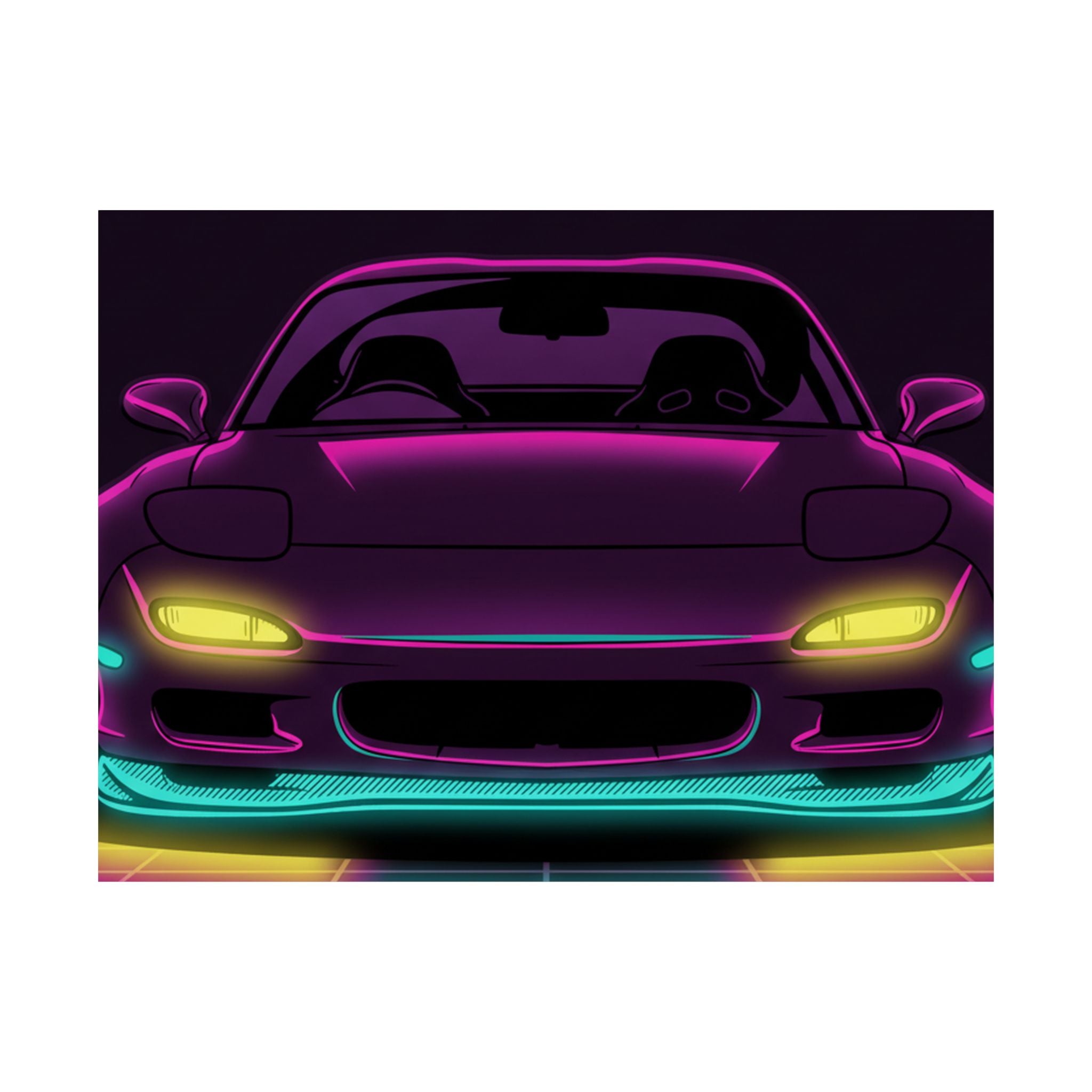 Mazda RX-7 FD Neon Synthwave Poster