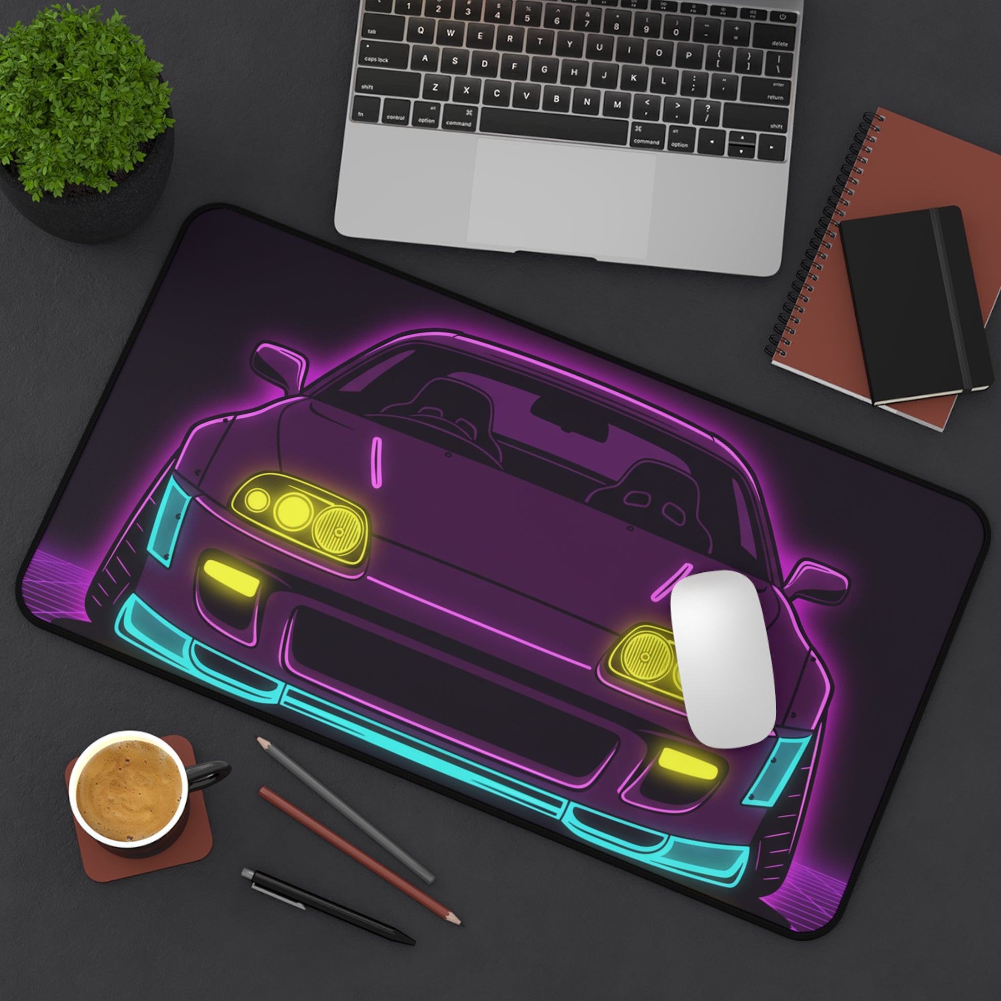 Toyota Supra MK4 Neon Synthwave Desk Mat
