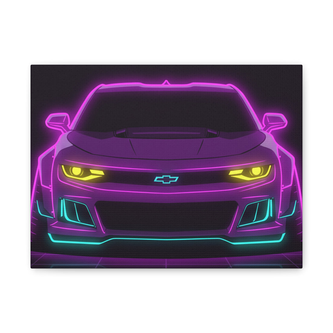 Chevrolet Camaro ZL1 Neon Synthwave Canvas Wall Art