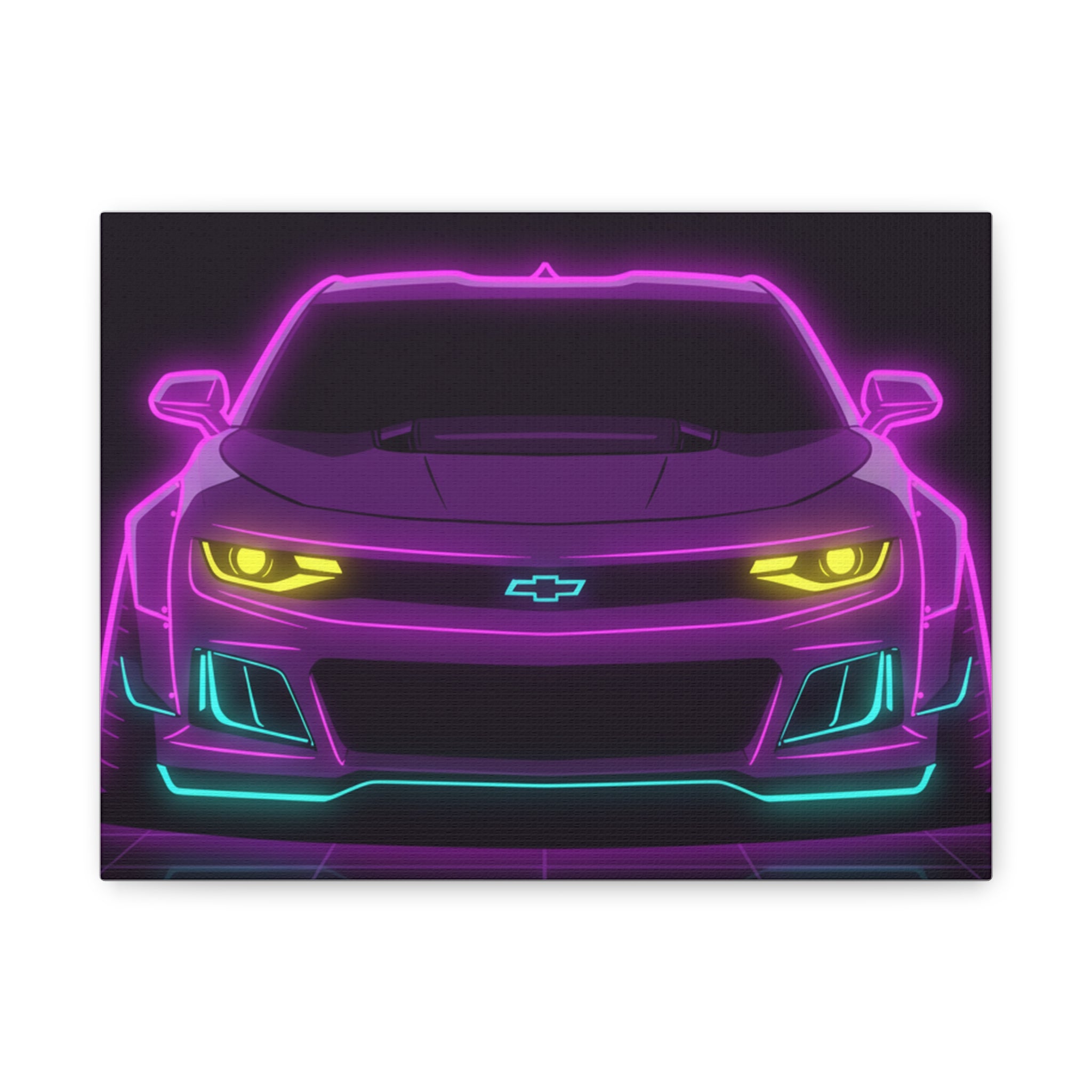 Chevrolet Camaro ZL1 Neon Synthwave Canvas Wall Art