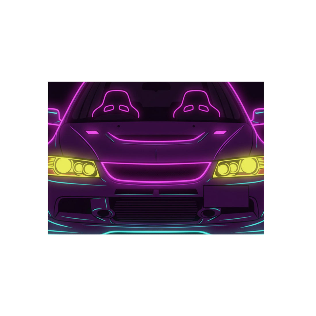 Mitsubishi Evo IX (2005-07) Neon Synthwave Metal Wall Sign
