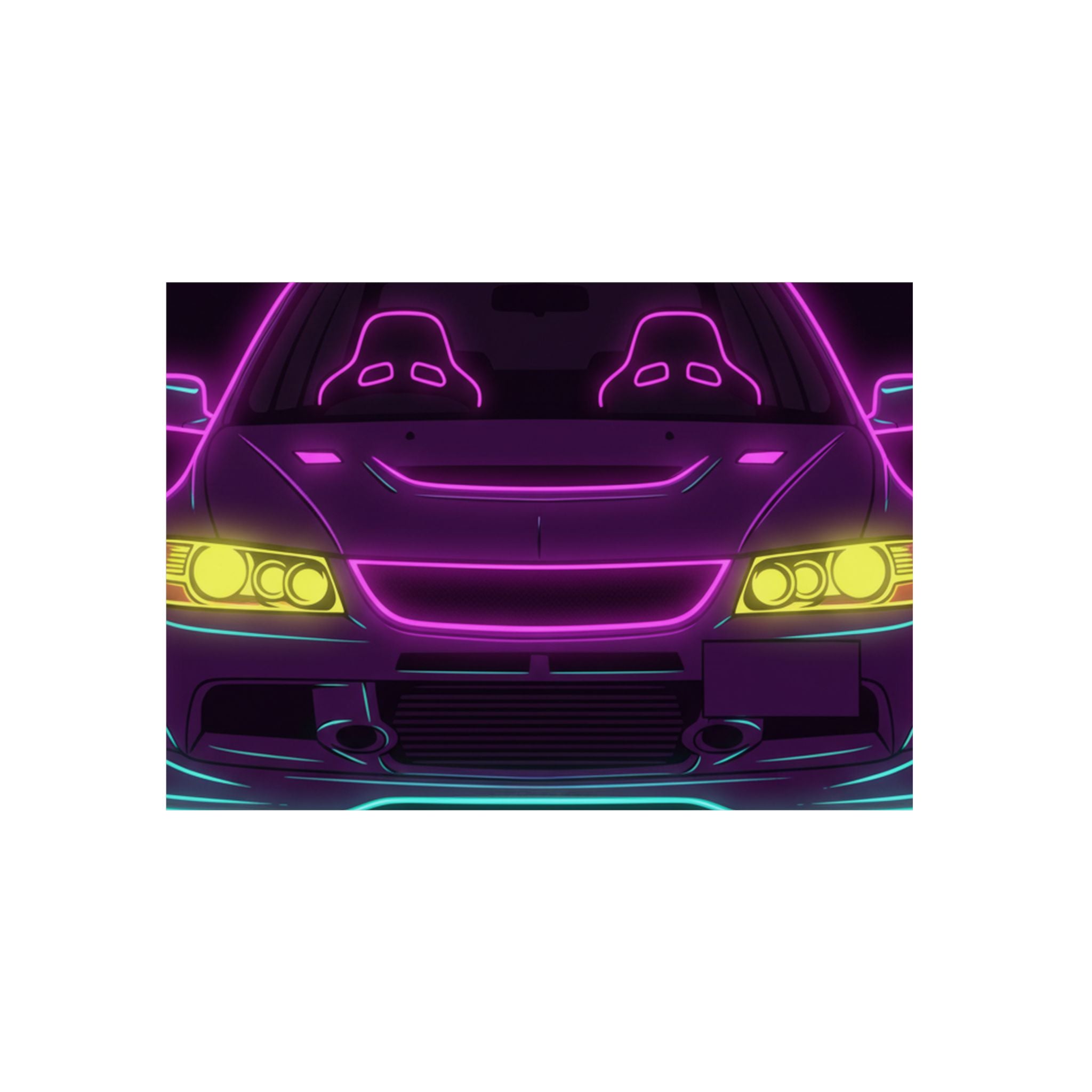 Mitsubishi Evo IX (2005-07) Neon Synthwave Metal Wall Sign