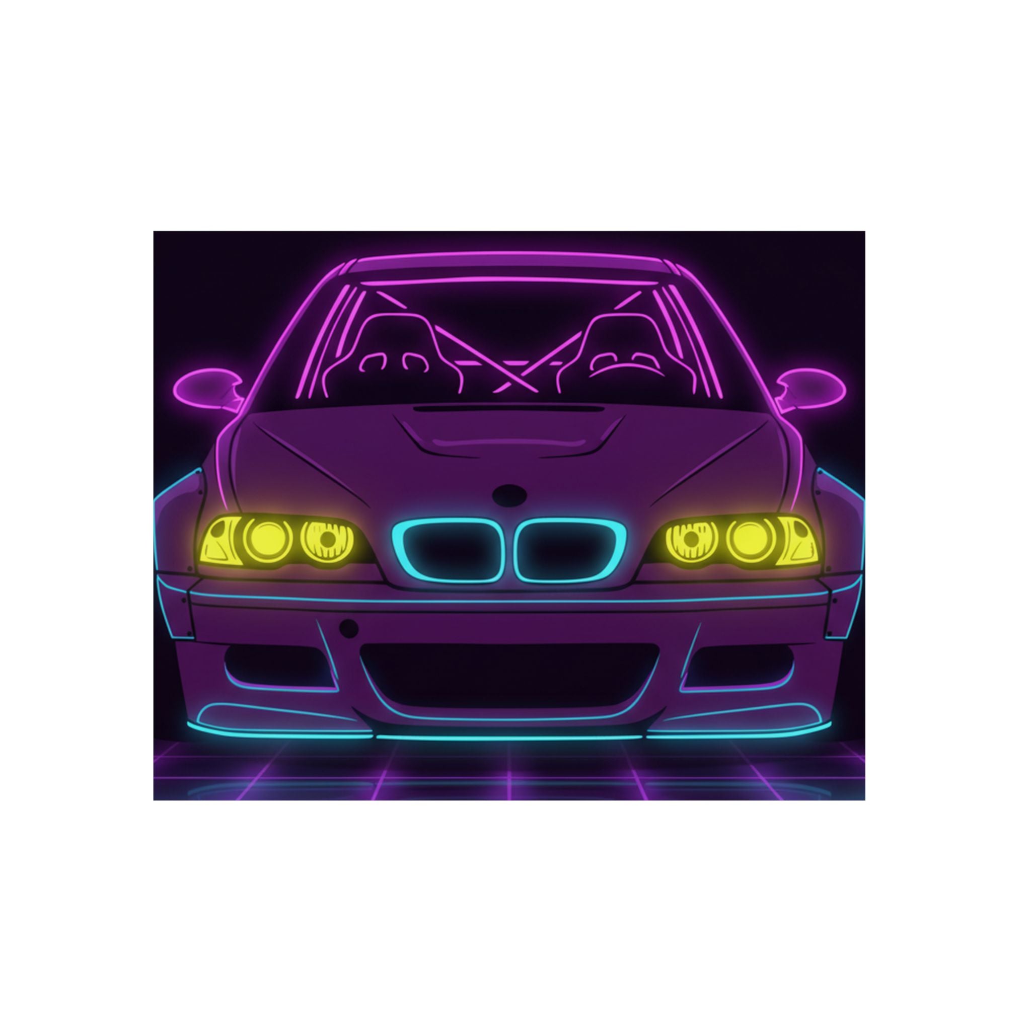 BMW E46 M3 (2000-06) Neon Synthwave Metal Wall Sign