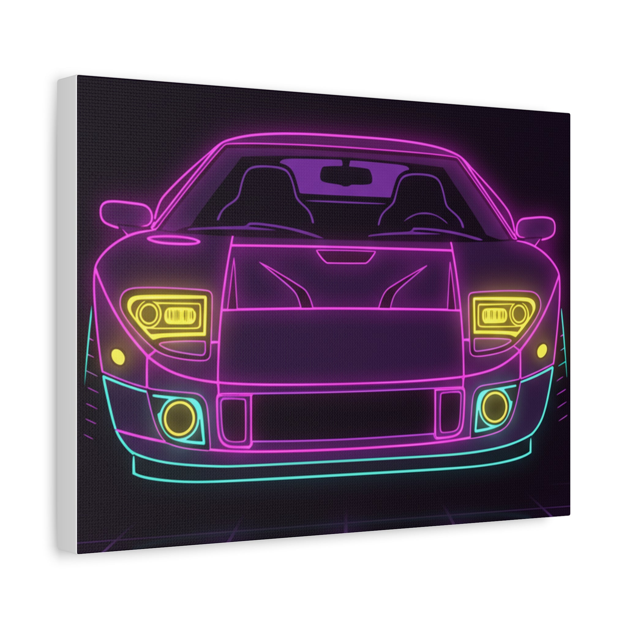 Ford GT40 (1964-69) Neon Synthwave Canvas Wall Art