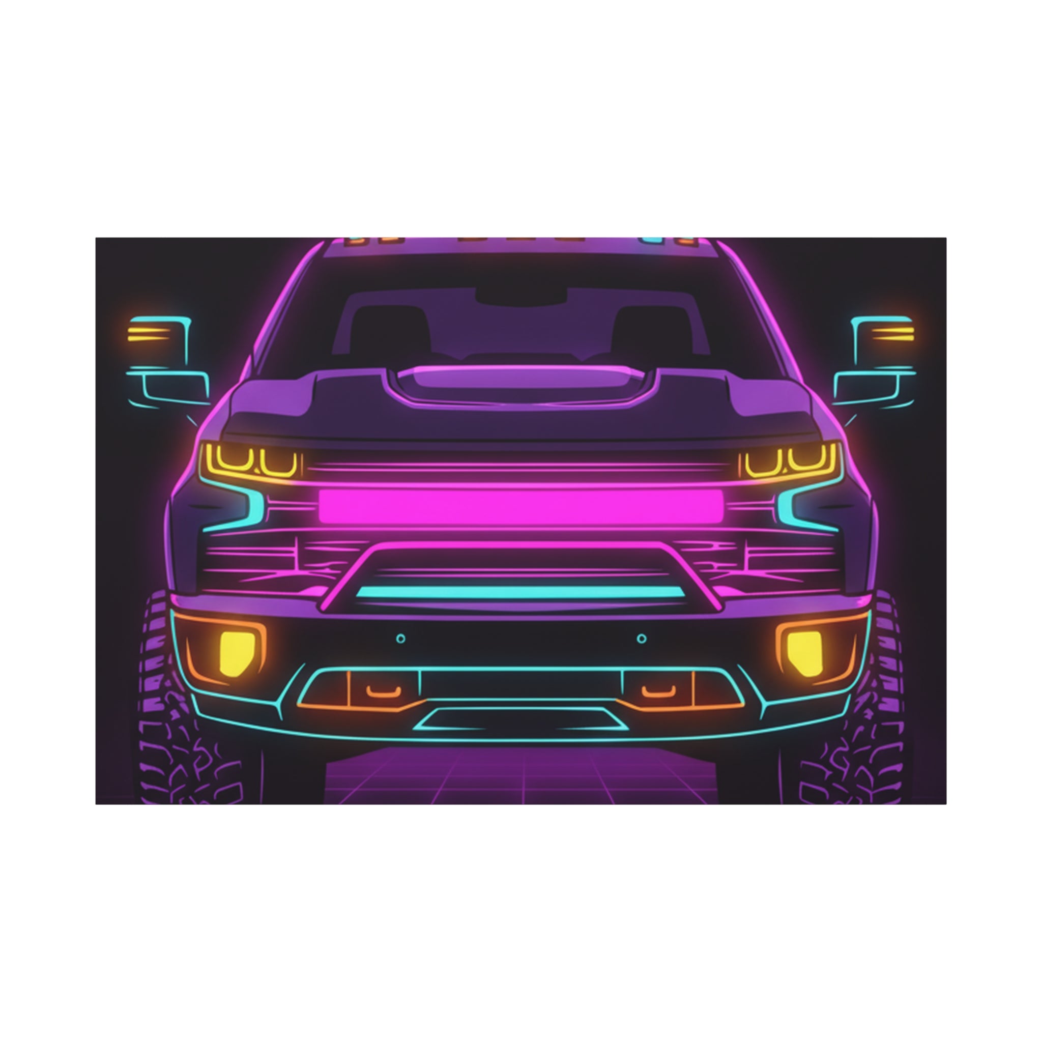 Chevy Silverado Trail Boss (2019+) Neon Synthwave Canvas Wall Art
