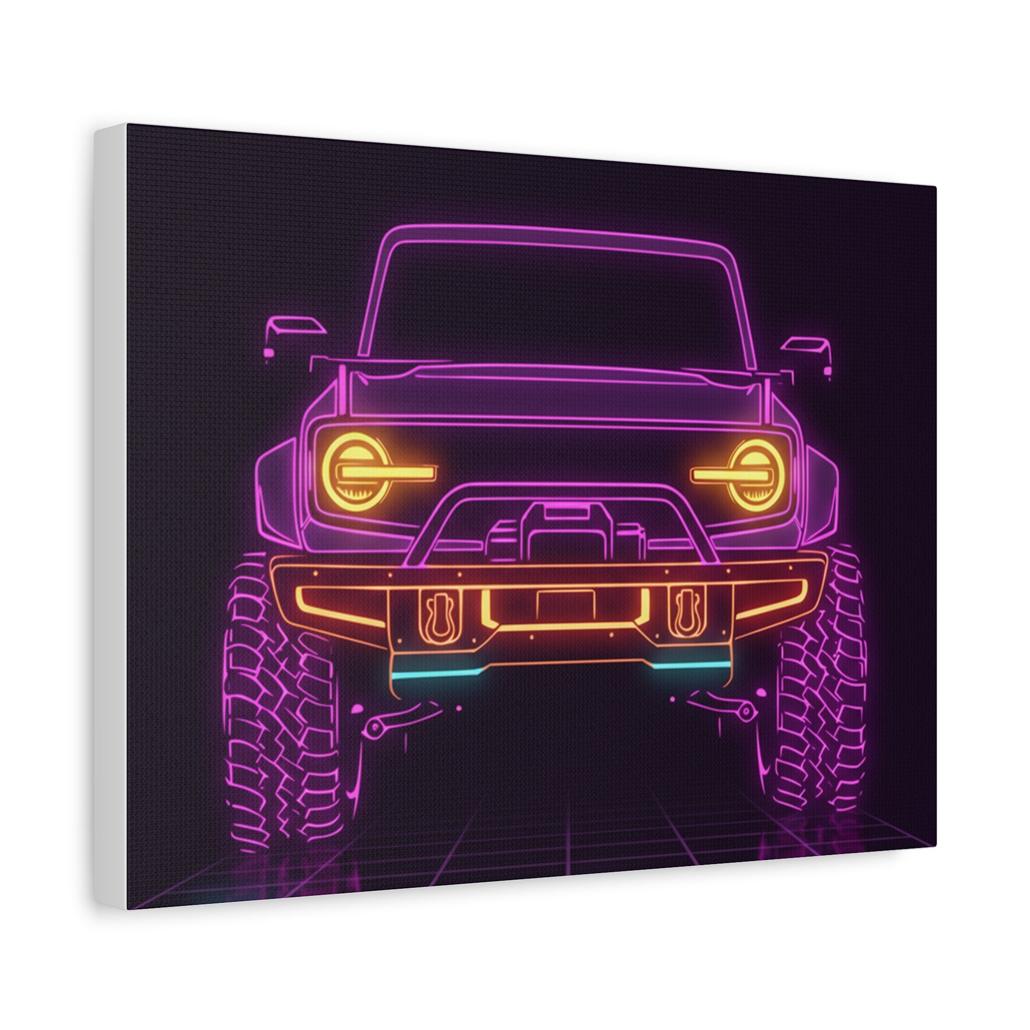Ford Bronco (2021+) Neon Synthwave Canvas Wall Art