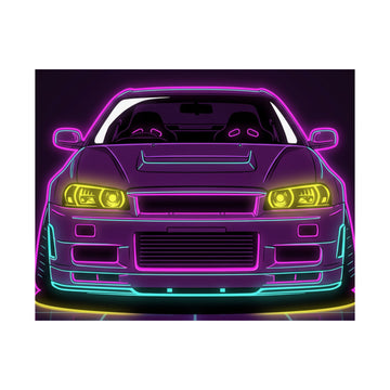 Nissan GT-R Neon Synthwave Poster