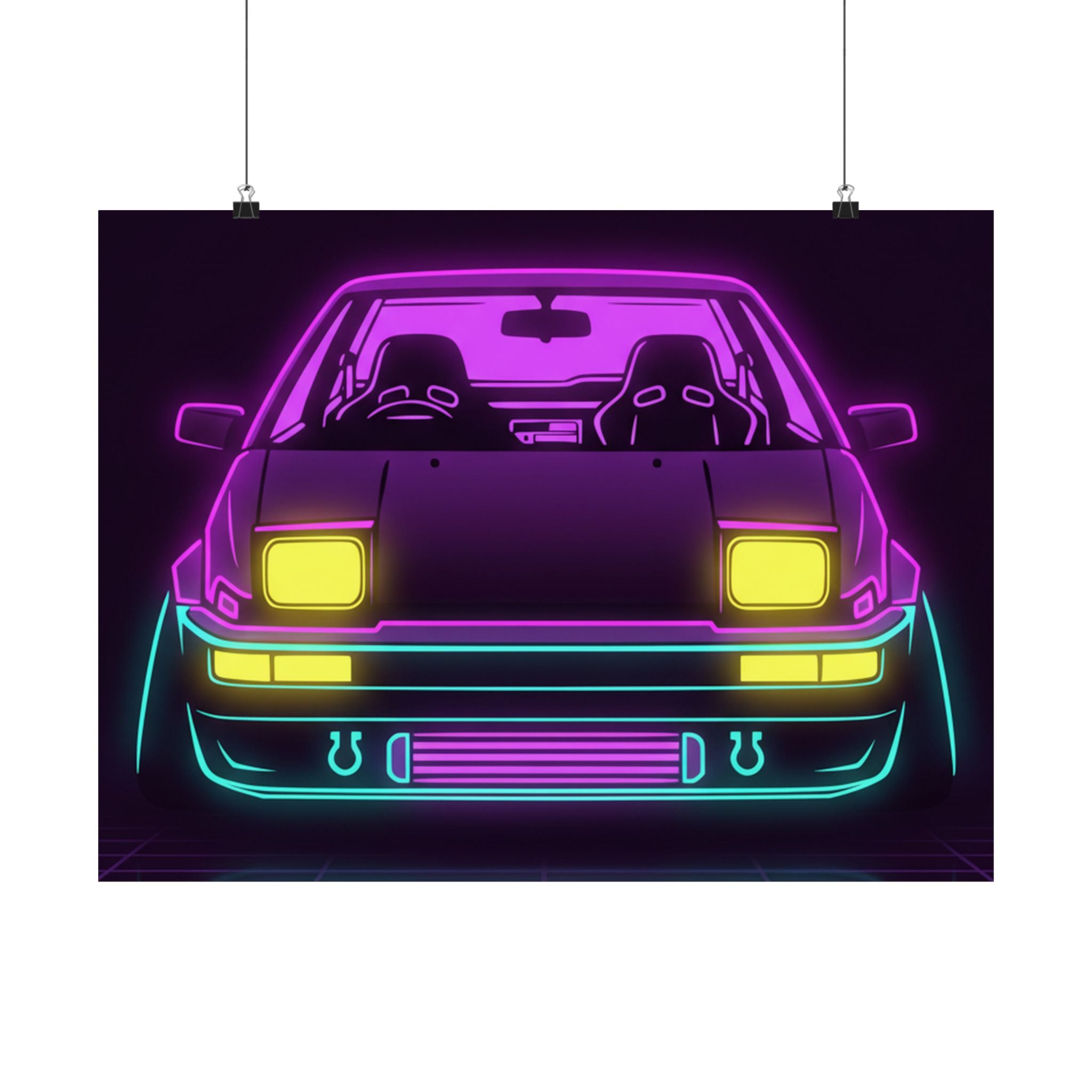 Toyota AE86 (1983-87) Neon Synthwave Poster